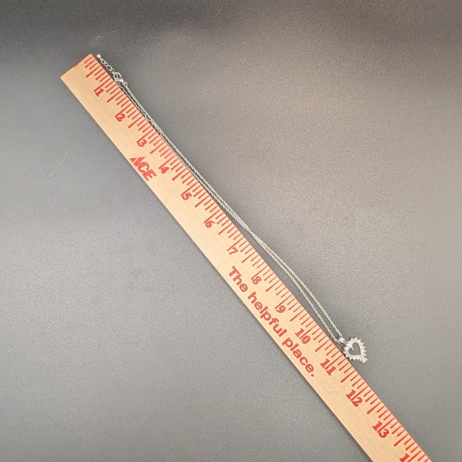 Vintage Silver Rhinestone Heart Pendant Necklace Dainty Sparkle 20in - Thumbnail 8