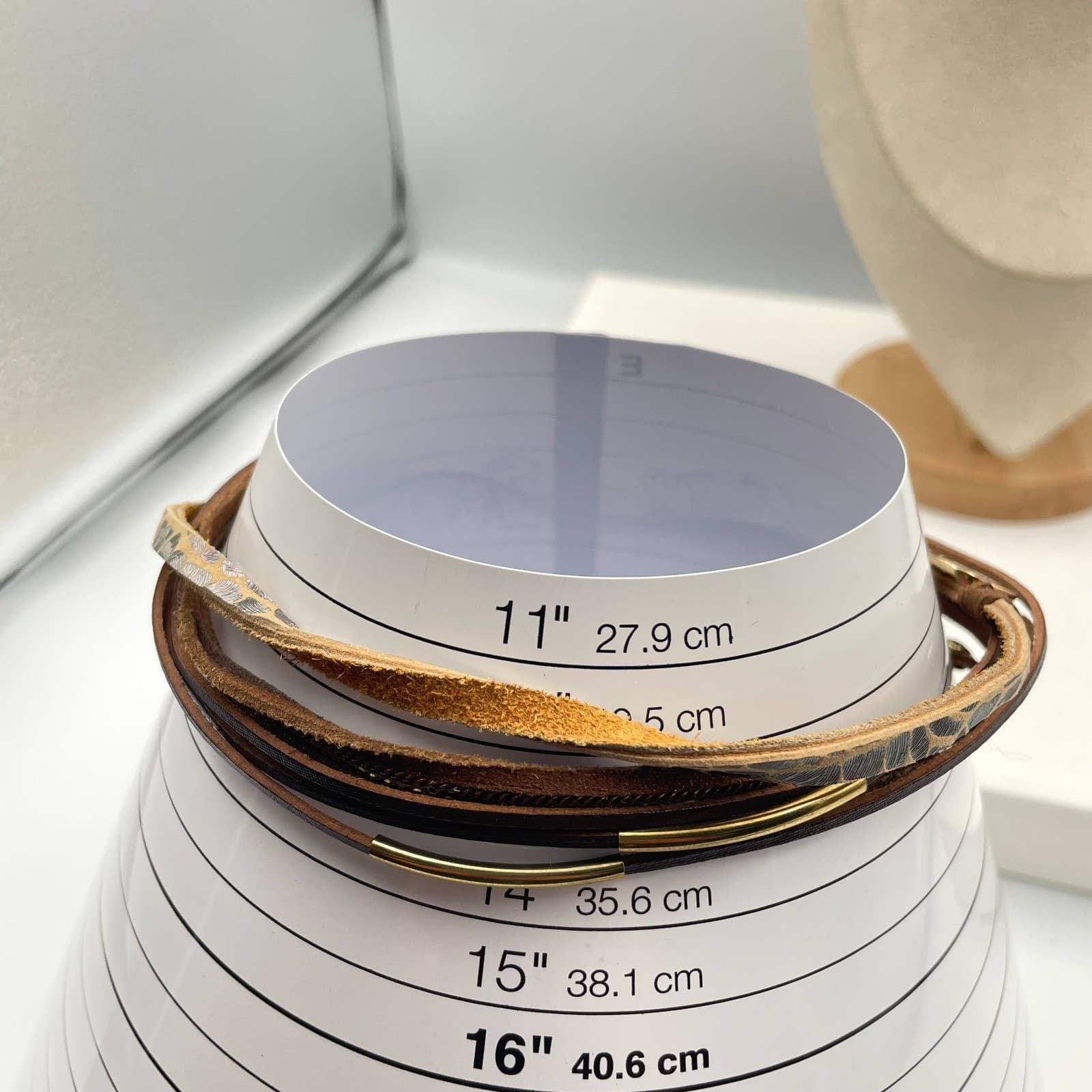 Vintage Boho Leather Wrap Bracelet Multi Strand Animal Magnetic Clasp Gold Tone - Thumbnail 6