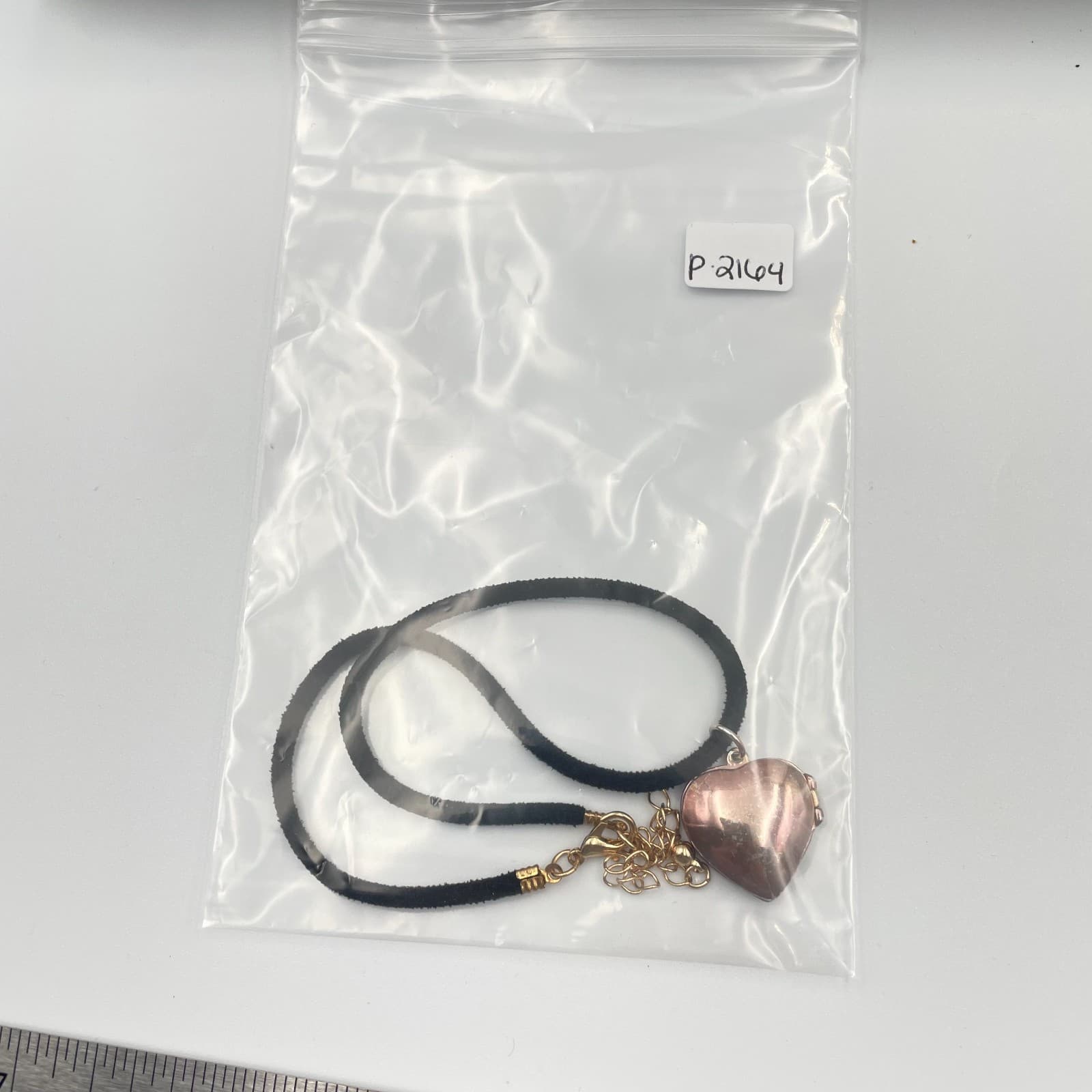 Vintage Silver Heart Locket Choker Necklace Rhinestone Crystal Black Cord Y2K - Thumbnail 8