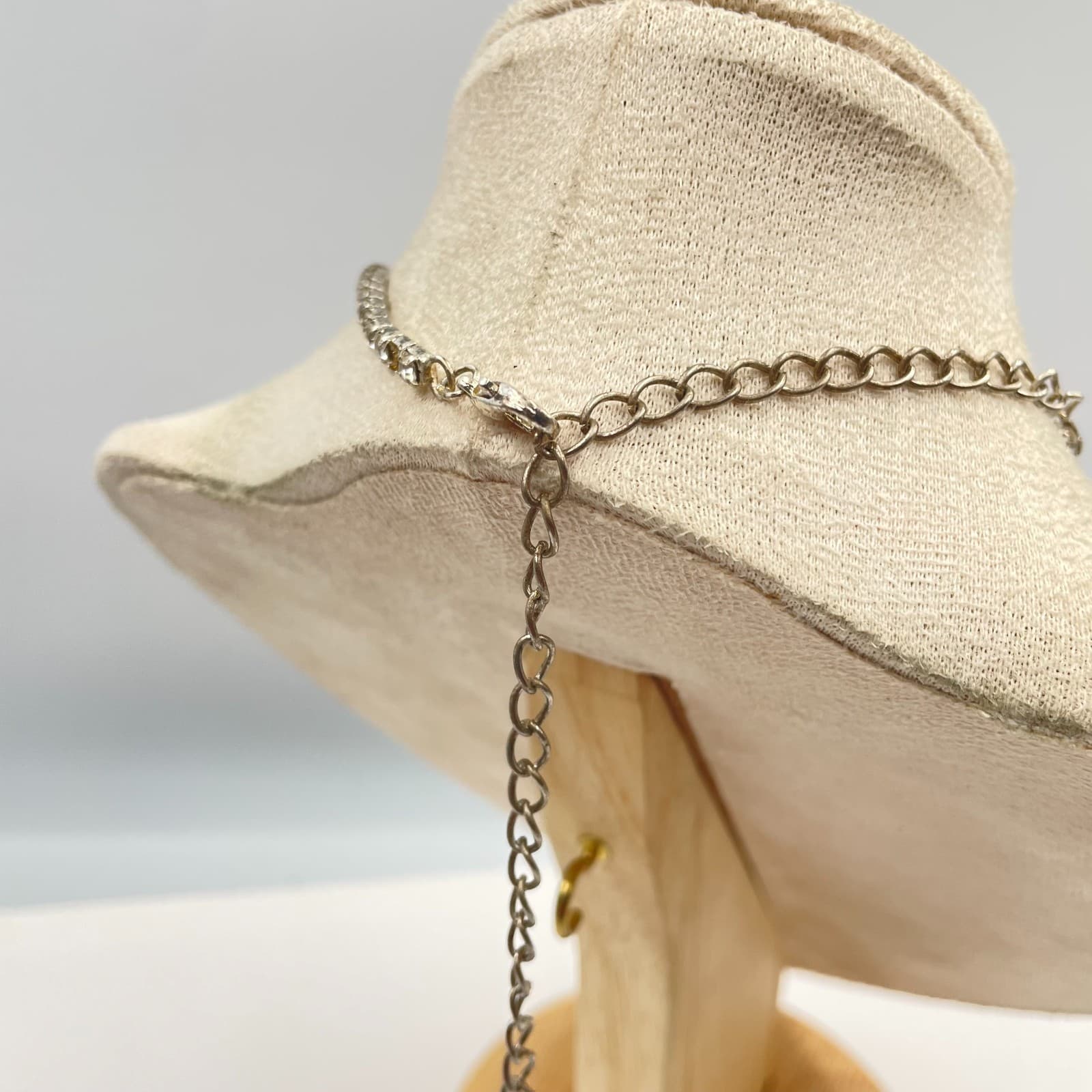 Vintage Silver Tone Clear Rhinestone Tennis Necklace Choker Adjustable - Thumbnail 6