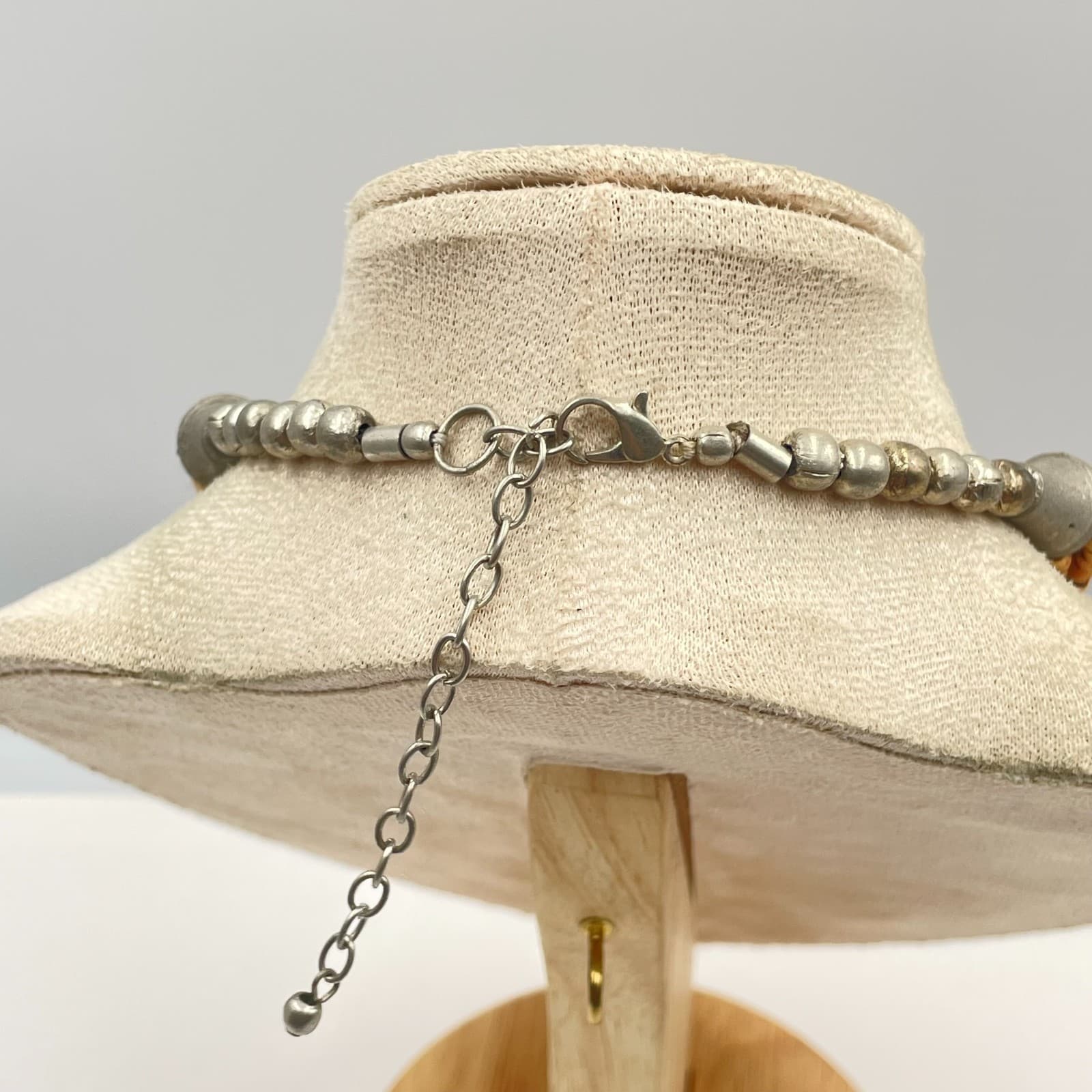 Vtg Multi Strand Wood Bead Necklace Chunky Statement Tribal Black Natural Brown - Thumbnail 5