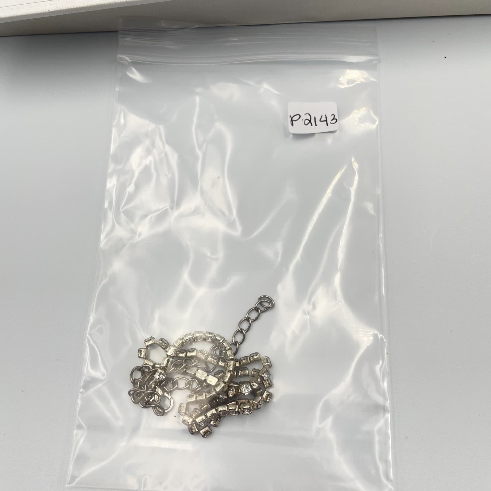 Vintage Silver Tone Clear Rhinestone Tennis Necklace Choker Adjustable - Thumbnail 8