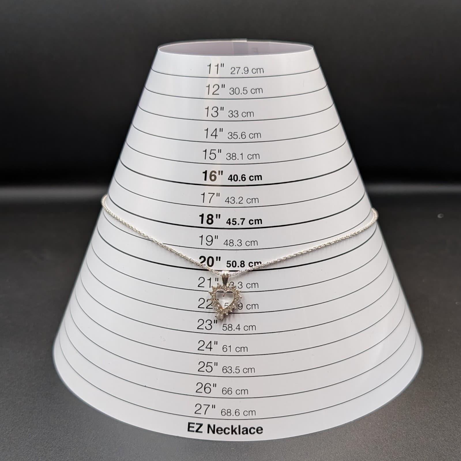 Vintage Silver Rhinestone Heart Pendant Necklace Dainty Sparkle 20in - Thumbnail 7