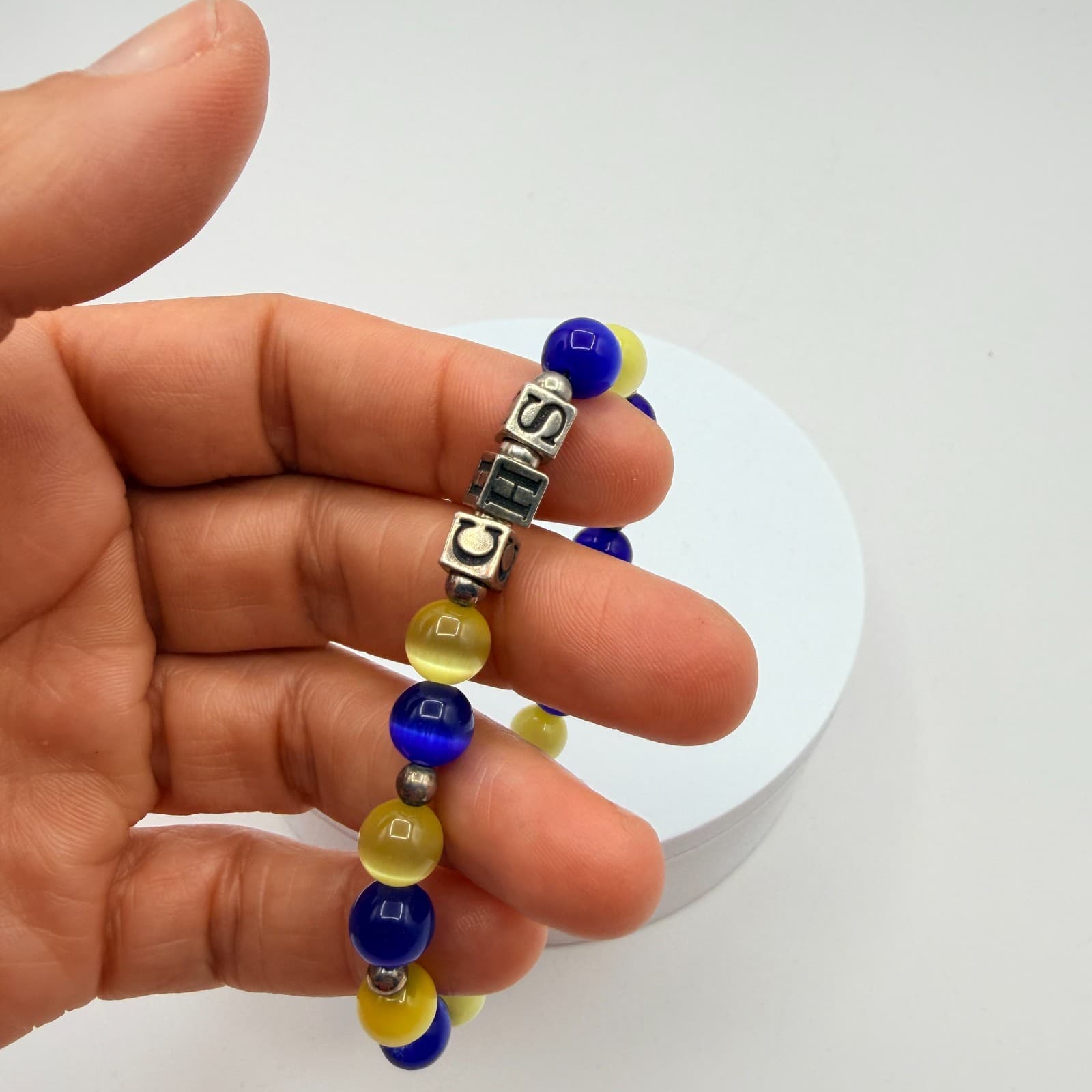 Vintage Y2K Women Silver Tone Toggle Cat Eye Bead CHS Alphabet Bracelet Jewelry - Thumbnail 9