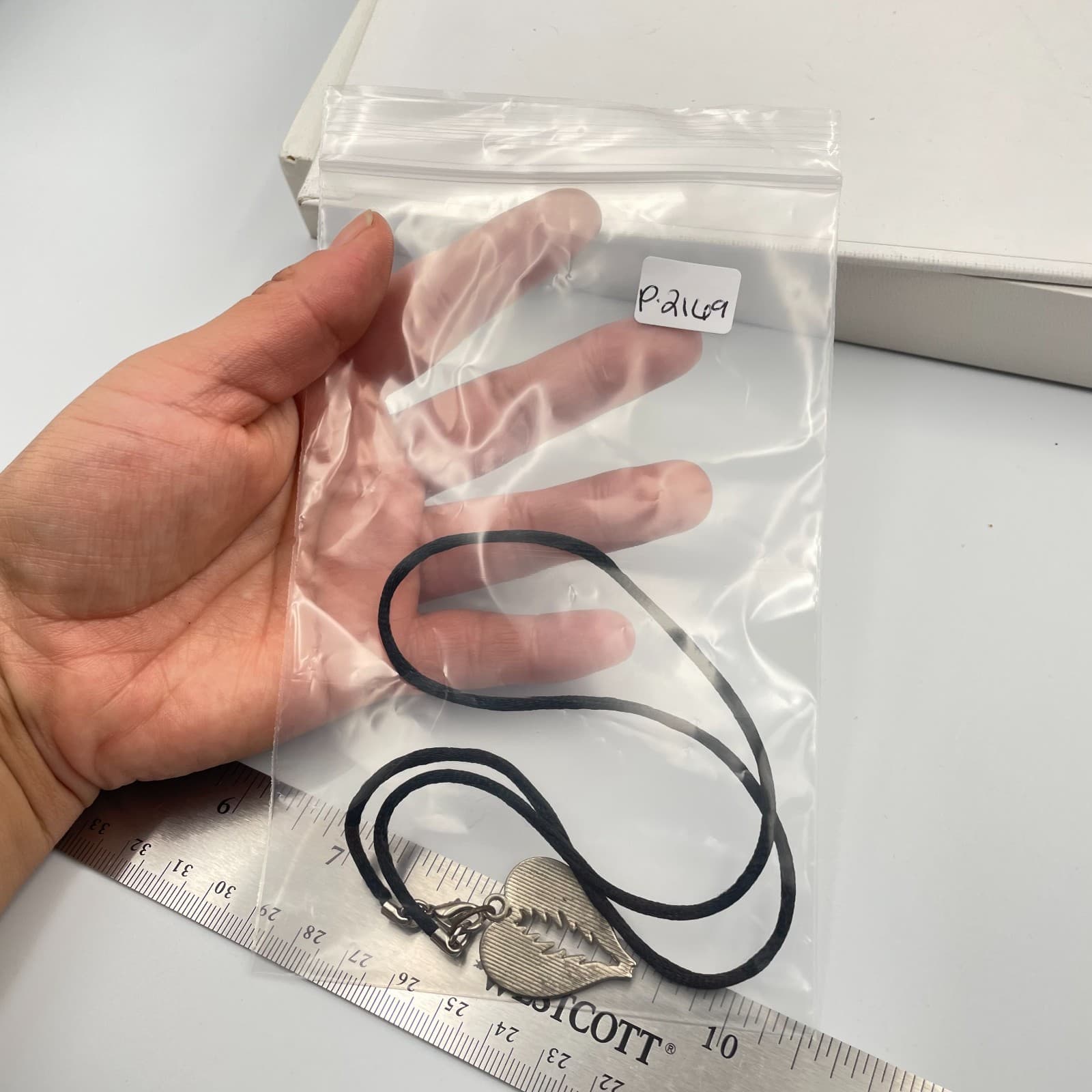 Vintage Angel Wing Heart Pendant Necklace Black Cord 22" Silver Tone Gothic Boho - Thumbnail 10