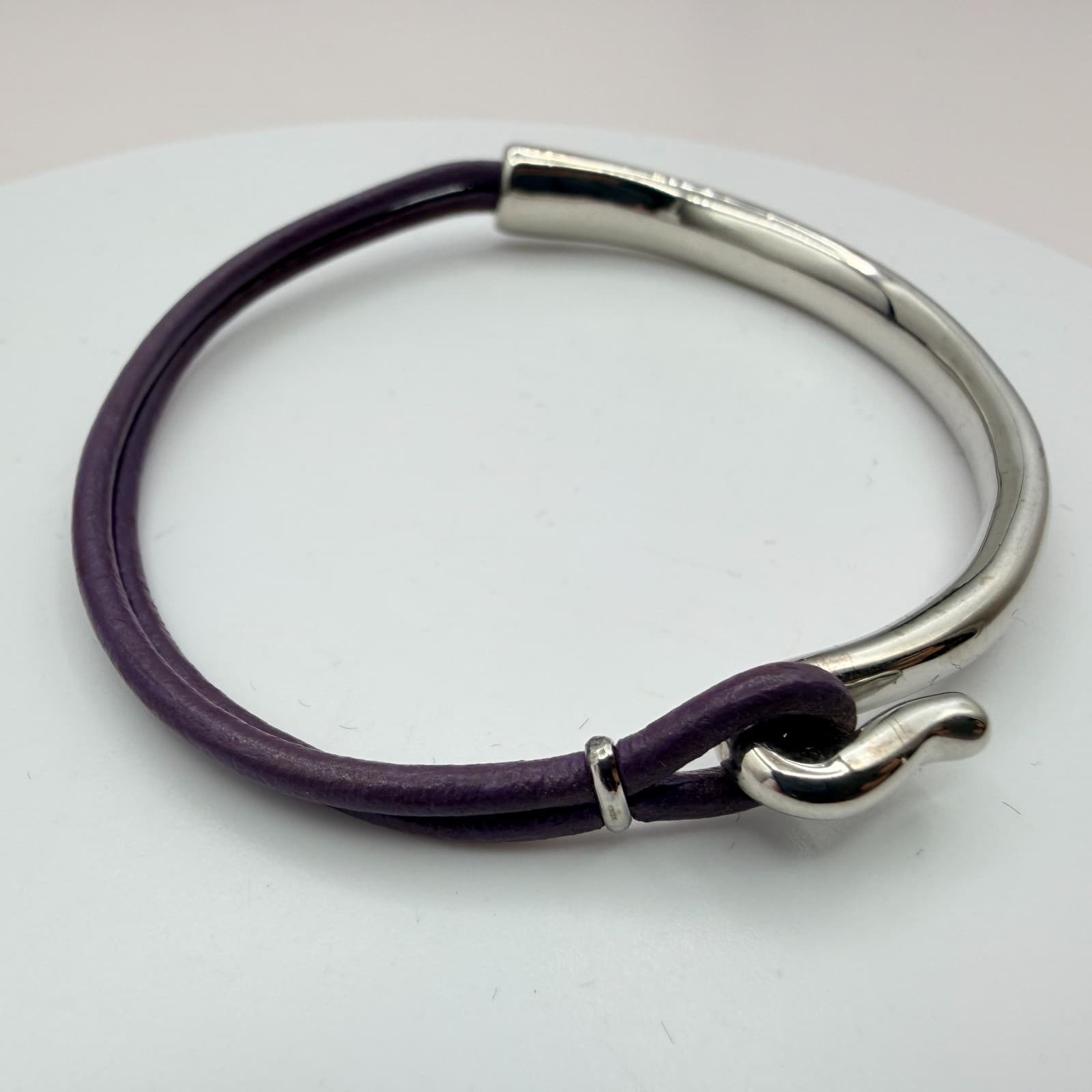 Vintage Y2K Elegant Leather Polished Hook Clasp Minimalist Bracelet Jewelry - Thumbnail 4