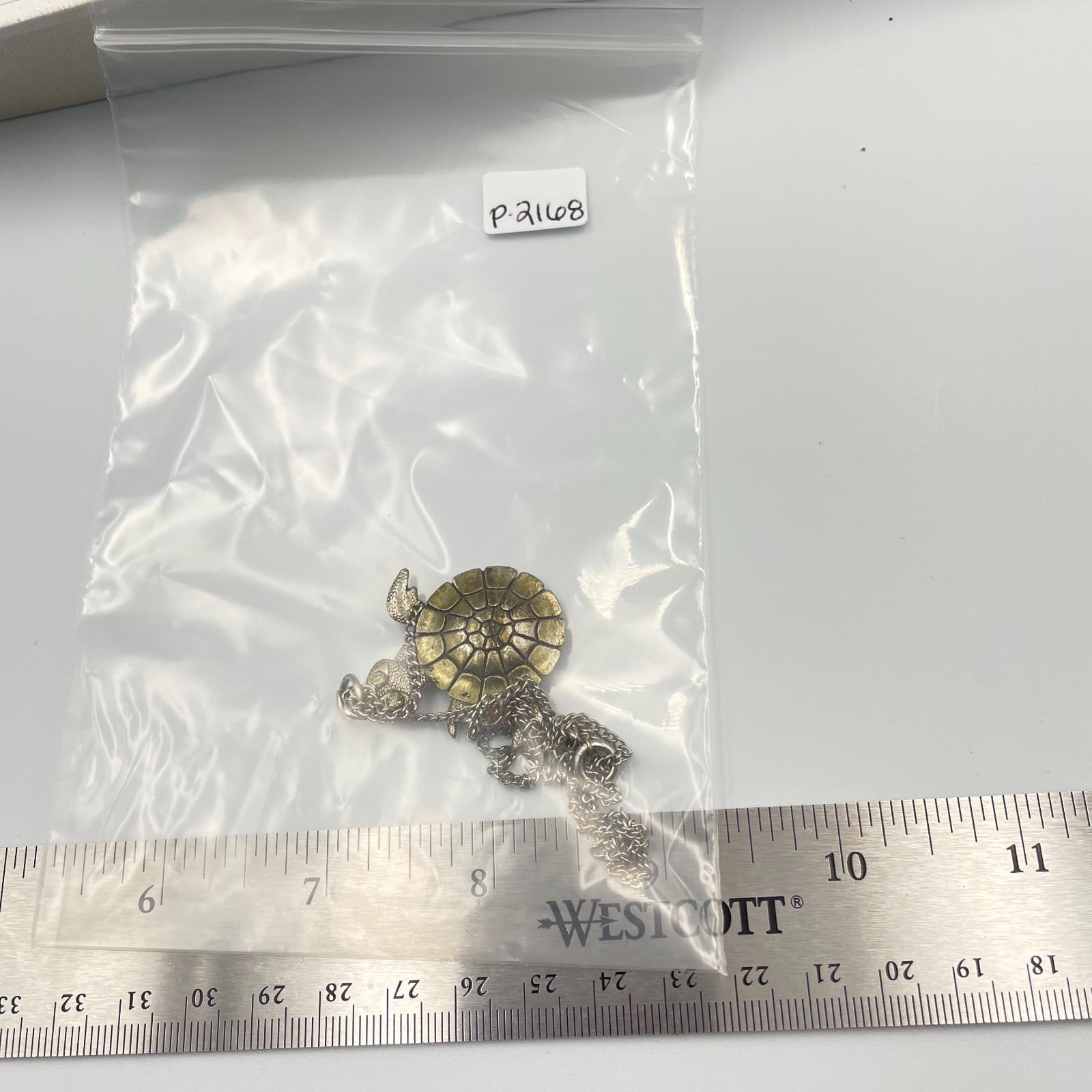 Vintage Articulated Sea Turtle Pendant Necklace Moving Legs Silver Tone Chain - Thumbnail 10