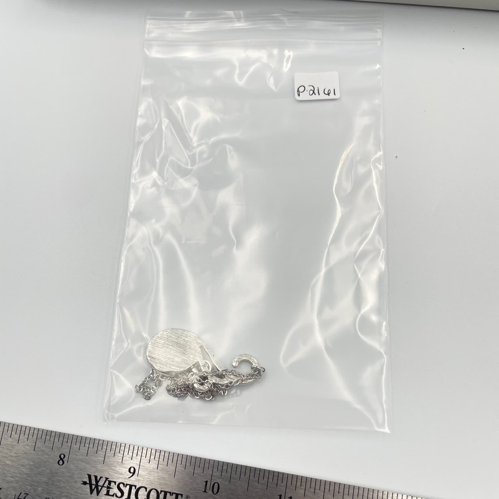 Vintage Silver Tone Turquoise Cabochon Scroll Pendant Necklace Blue Stone - Thumbnail 10