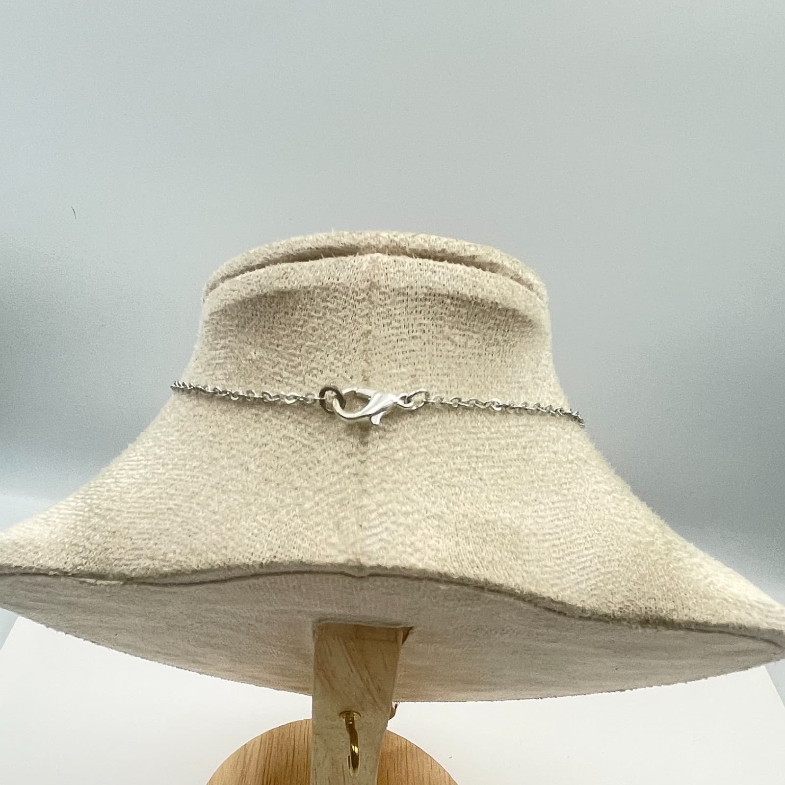 Vintage Silver Tone Turquoise Cabochon Scroll Pendant Necklace Blue Stone - Thumbnail 8