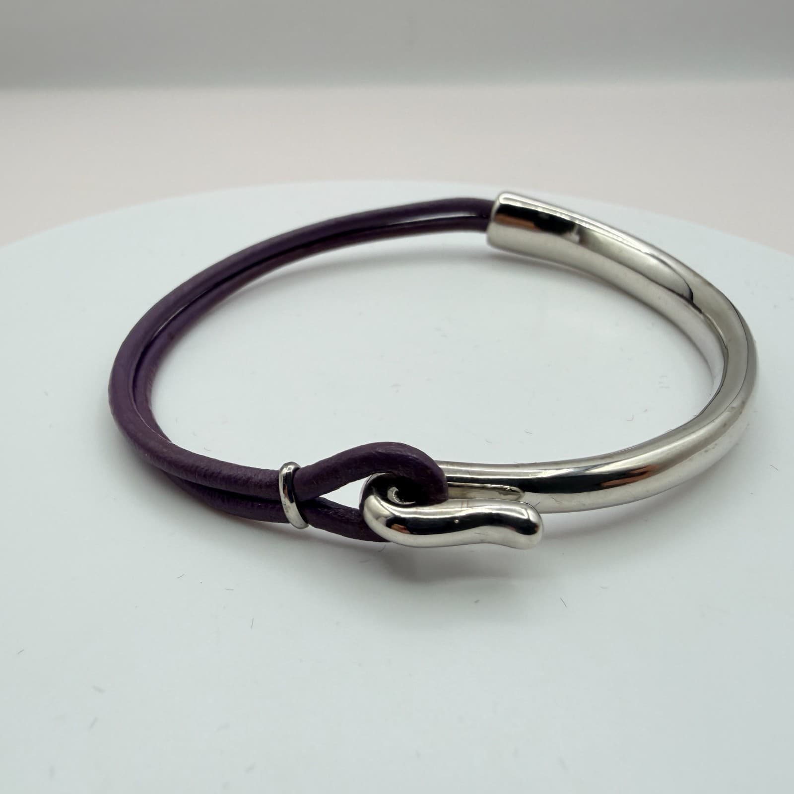 Vintage Y2K Elegant Leather Polished Hook Clasp Minimalist Bracelet Jewelry - Thumbnail 6