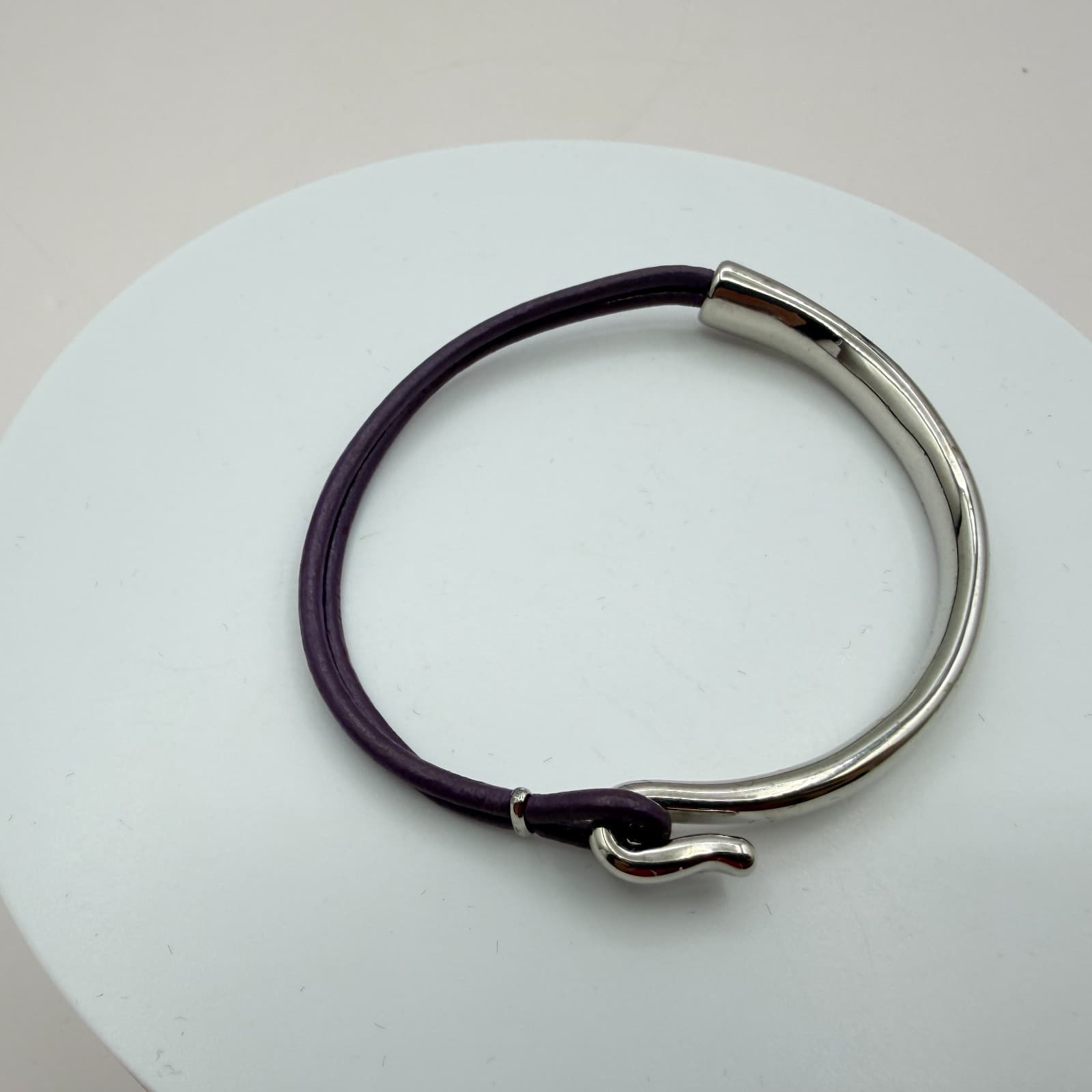 Vintage Y2K Elegant Leather Polished Hook Clasp Minimalist Bracelet Jewelry - Thumbnail 8