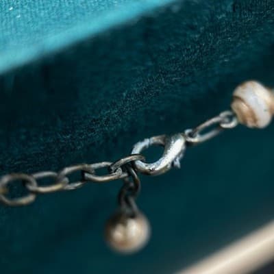 Vintage Ethnic Silver Ball Bead Necklace 14" Tribal Boho Antique Jewelry - Thumbnail 3