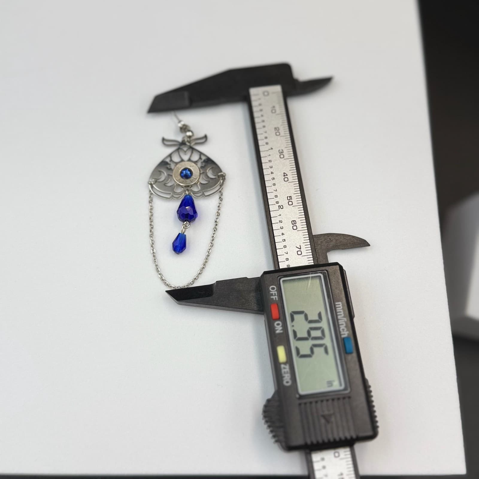 Vintage Womens silver Tone Chain Blue Beaded Fashion Dangle/Drop Earrings - Thumbnail 16