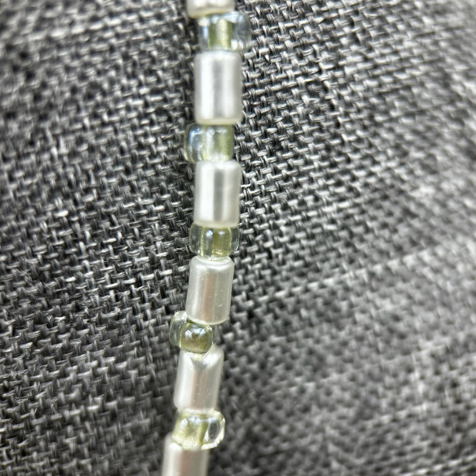 Vintage Beaded Necklace White & Green Beads Religious Medal Pendant 18" - Thumbnail 7