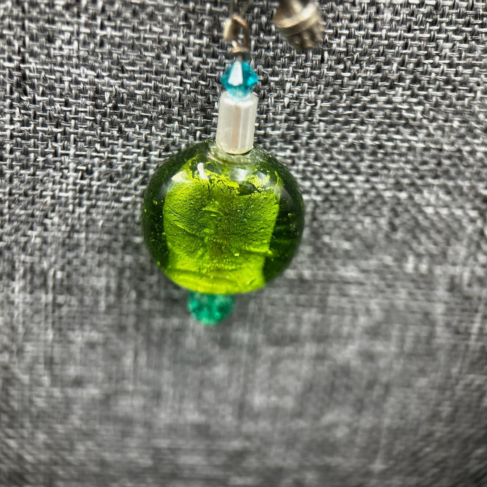 Vintage Beaded Necklace White & Green Beads Religious Medal Pendant 18" - Thumbnail 8