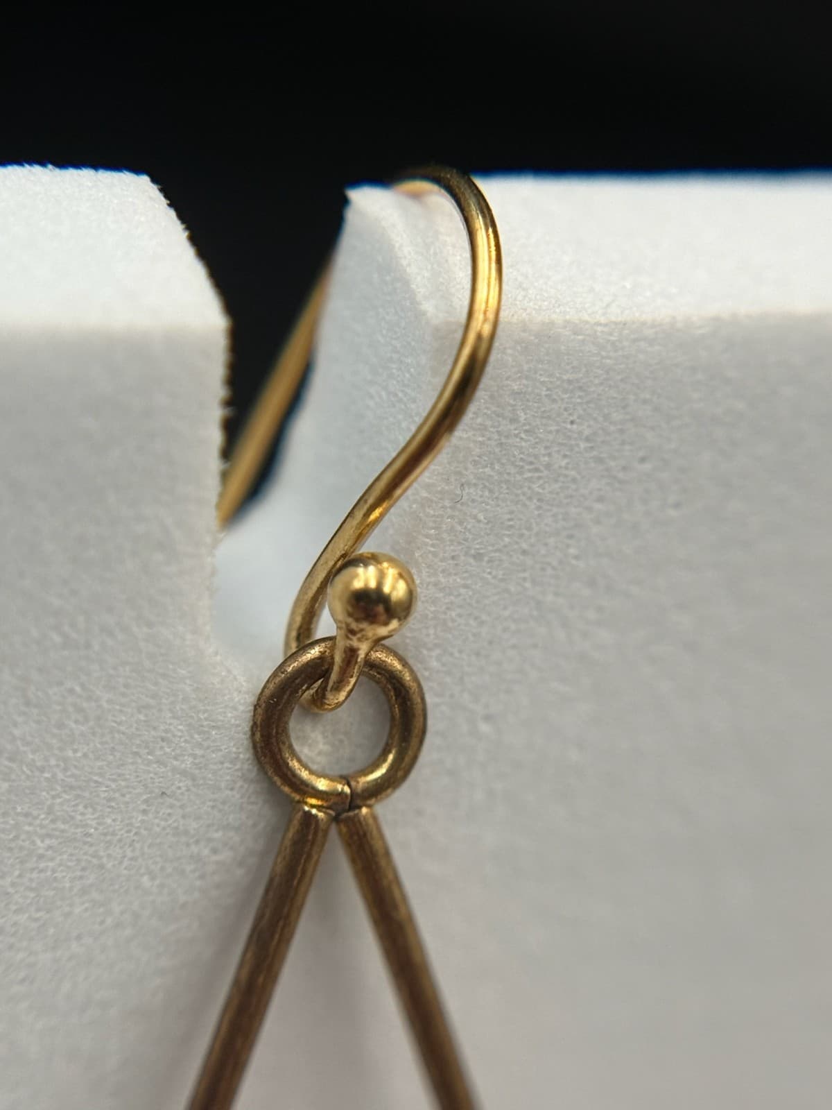 Vintage Womens Purple Bead Glass Triangle-Shaped Dangle Wedding Earrings - Thumbnail 2