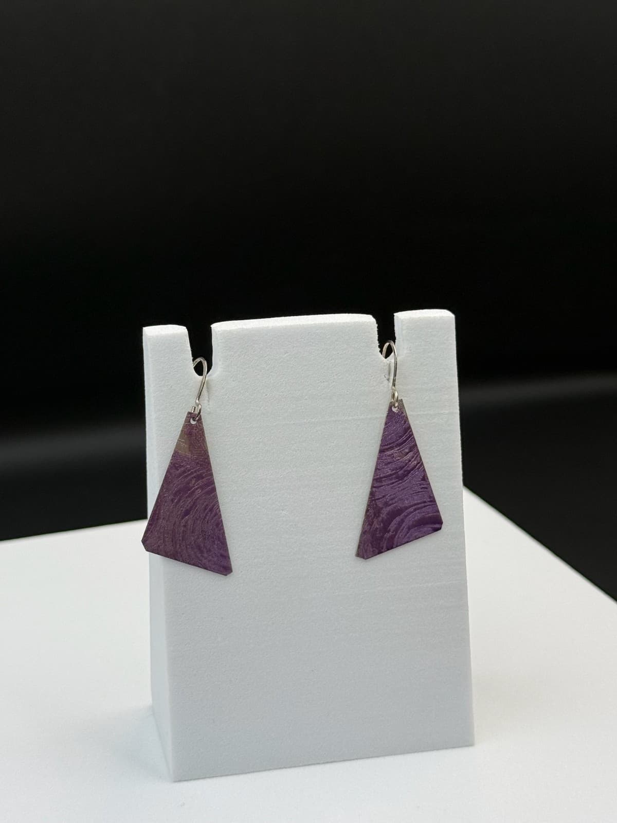 Vintage Handmade Womens Purple Triangle Dangle Fashion Wedding Earrings - Thumbnail 4