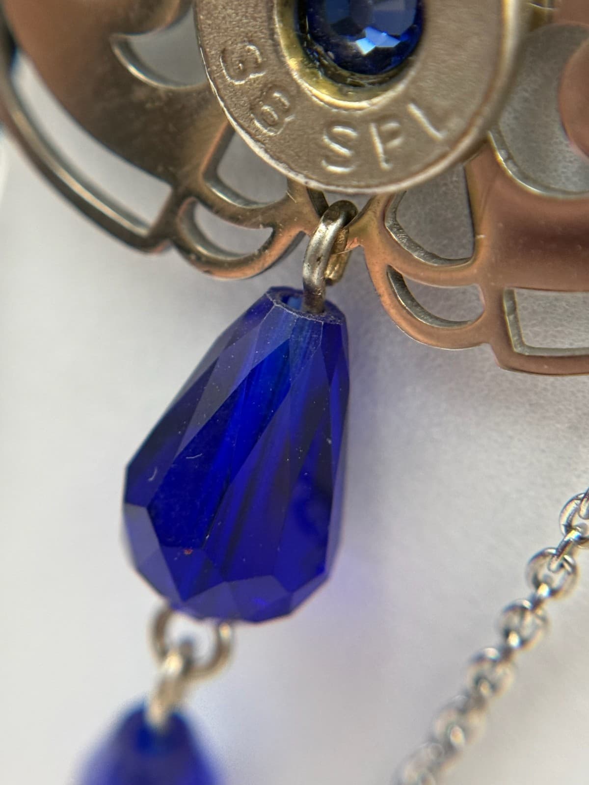 Vintage Womens silver Tone Chain Blue Beaded Fashion Dangle/Drop Earrings - Thumbnail 13