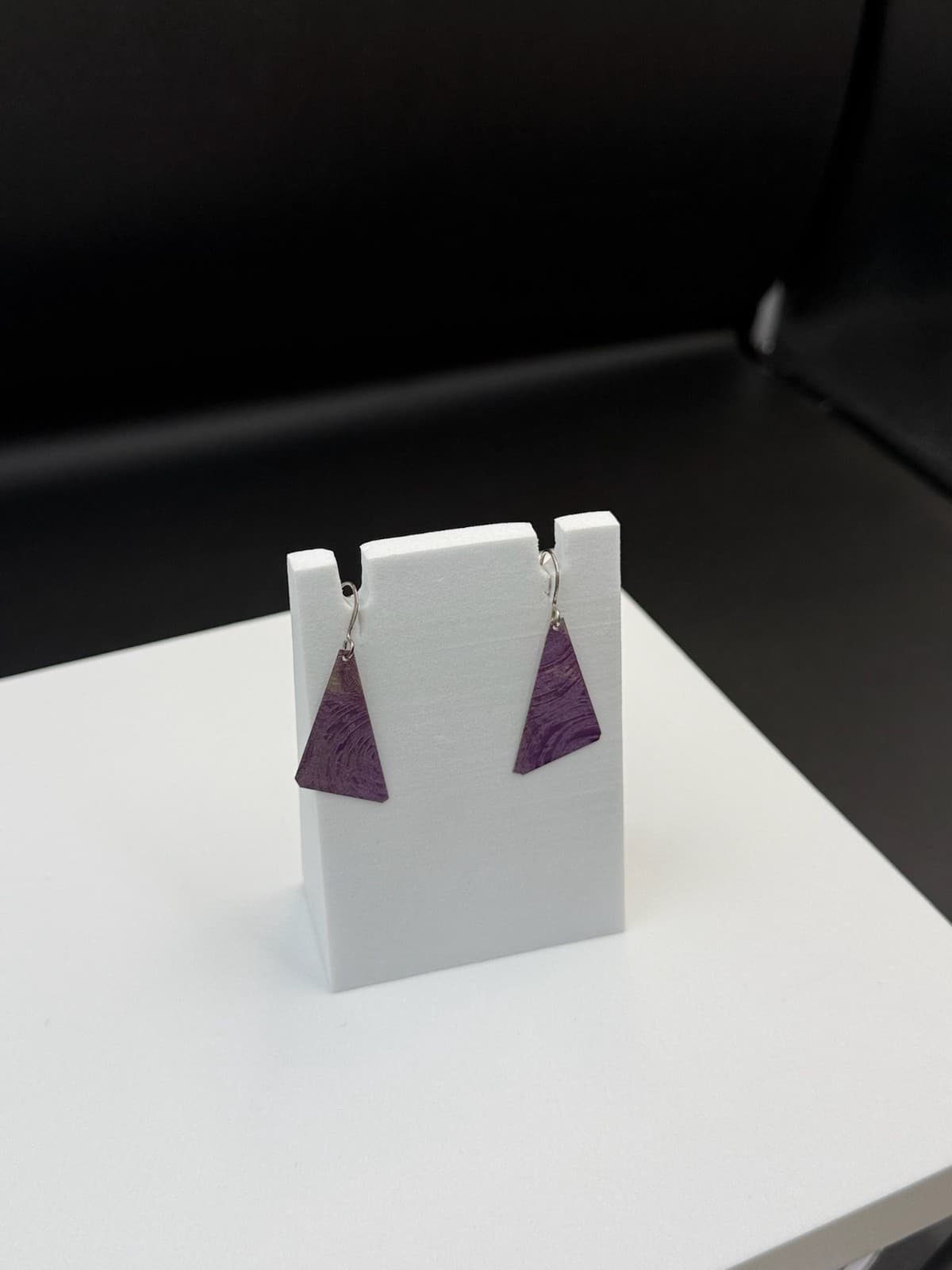Vintage Handmade Womens Purple Triangle Dangle Fashion Wedding Earrings - Thumbnail 11