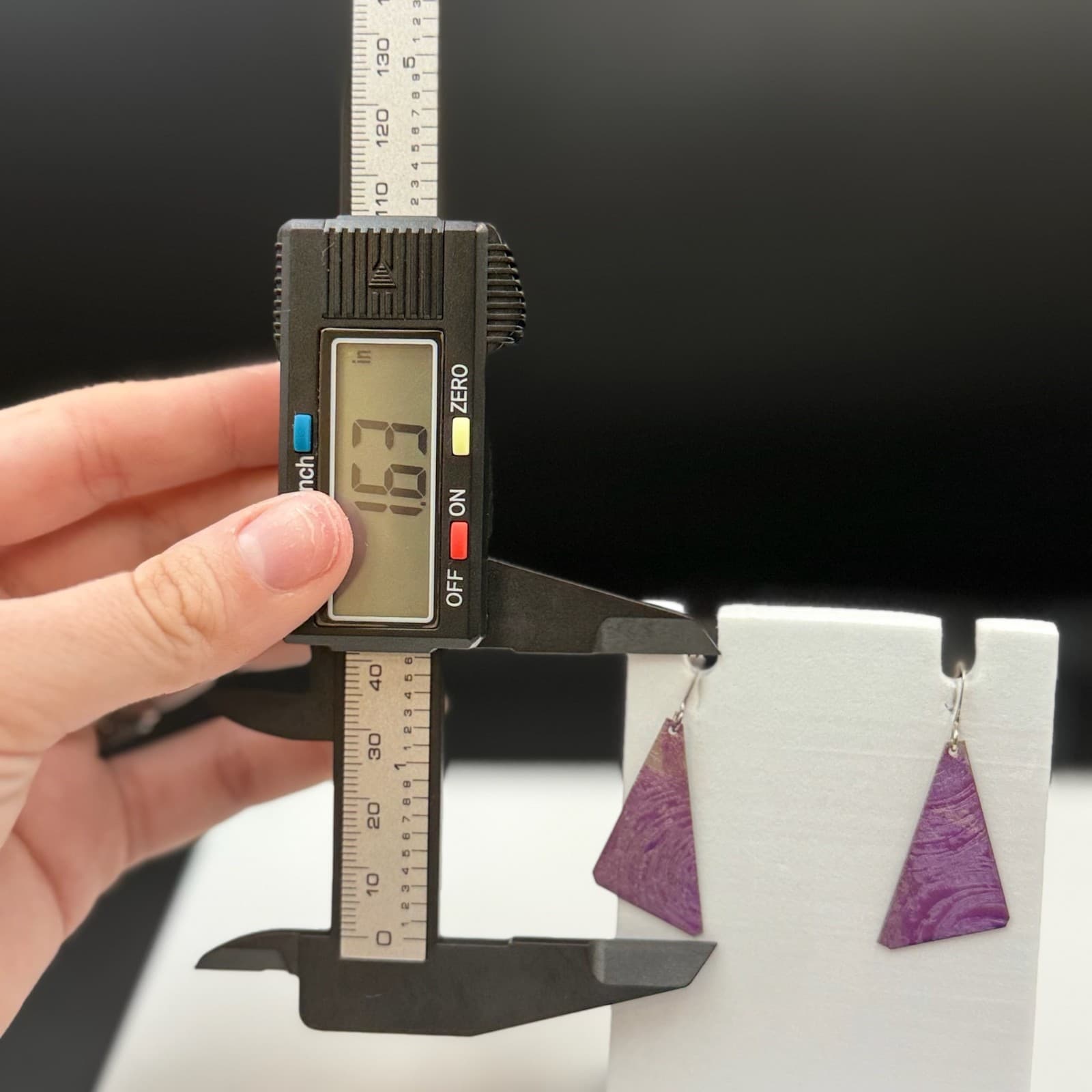 Vintage Handmade Womens Purple Triangle Dangle Fashion Wedding Earrings - Thumbnail 15