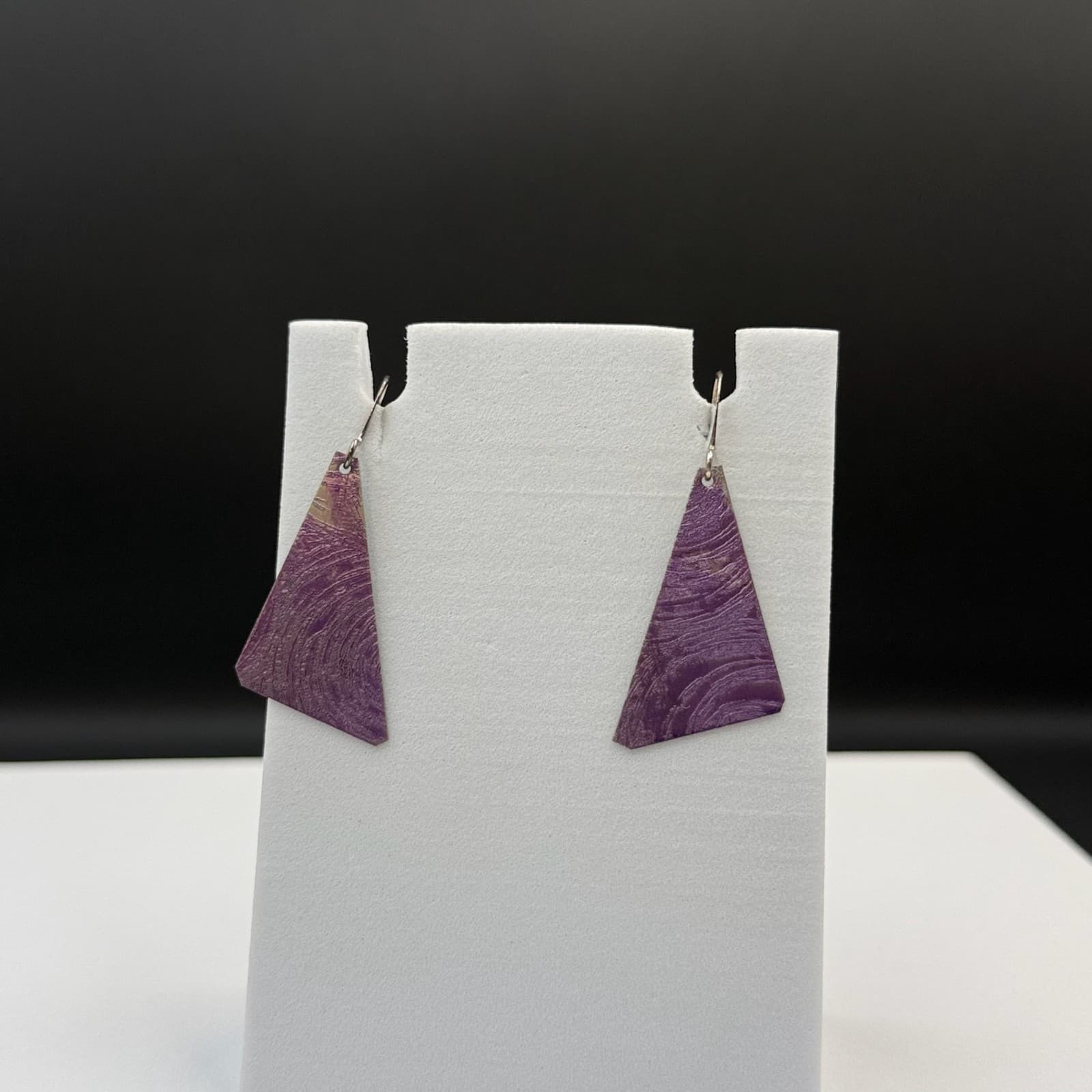 Vintage Handmade Womens Purple Triangle Dangle Fashion Wedding Earrings - Thumbnail 10