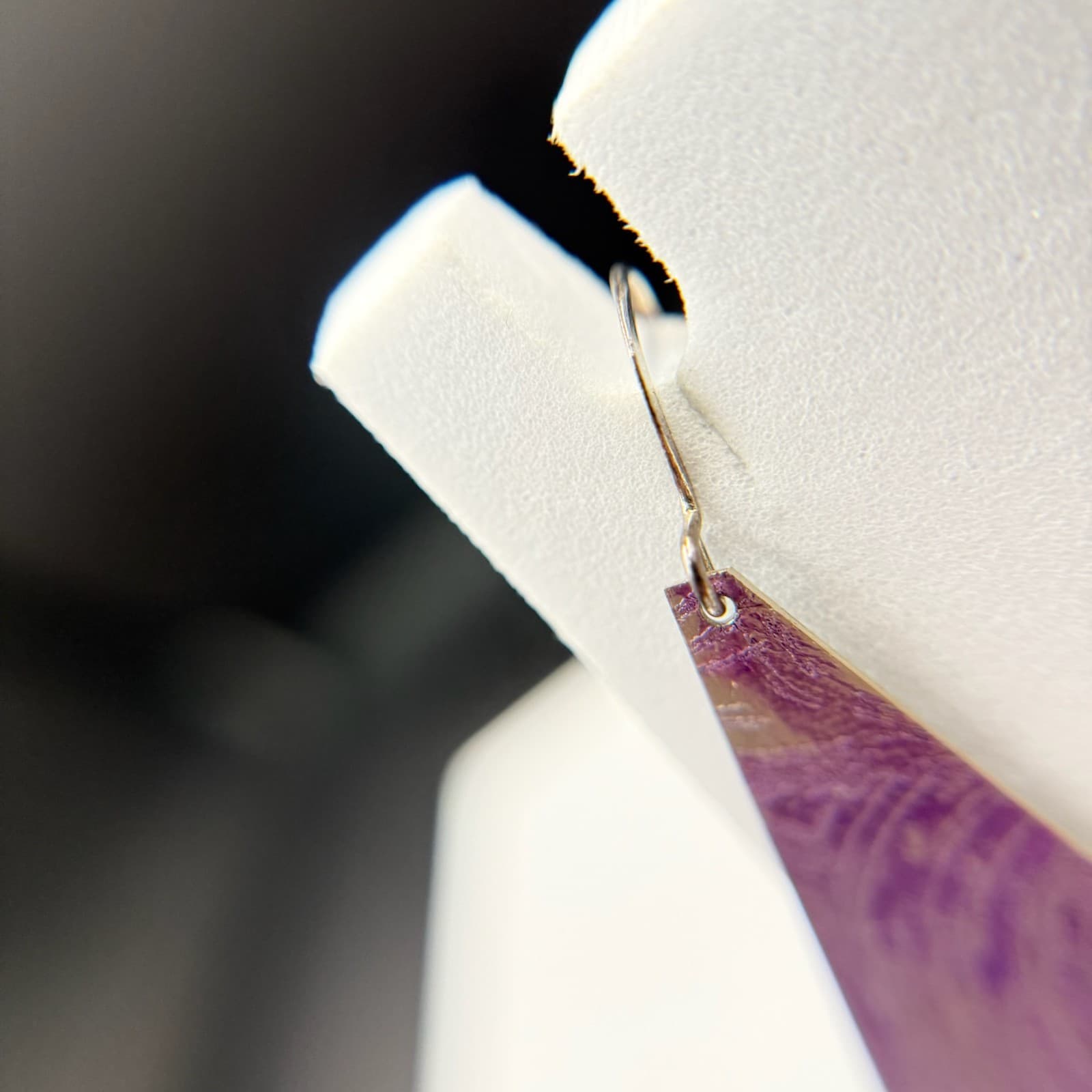 Vintage Handmade Womens Purple Triangle Dangle Fashion Wedding Earrings - Thumbnail 13