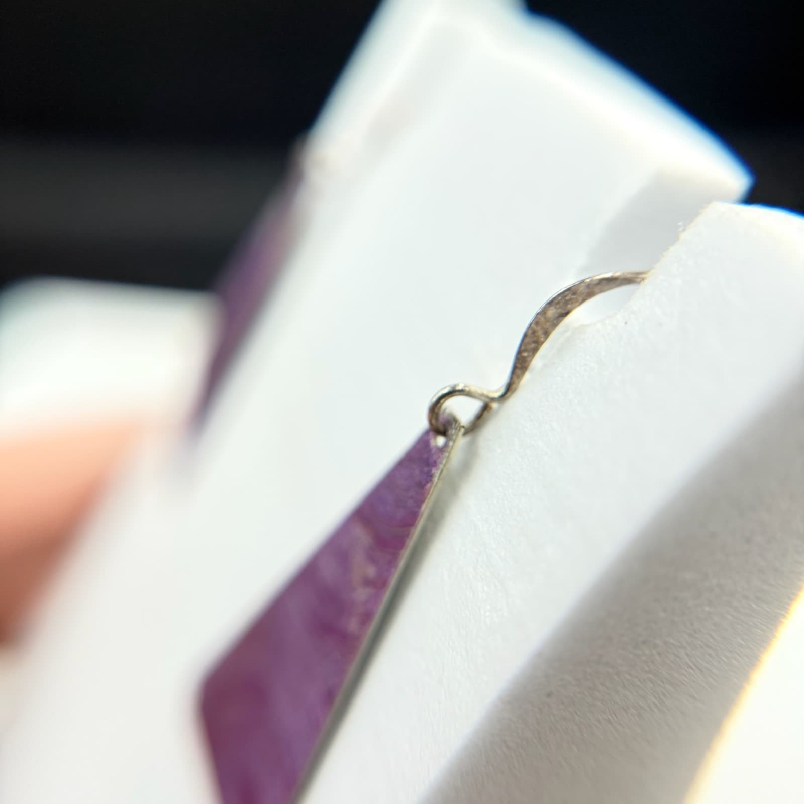 Vintage Handmade Womens Purple Triangle Dangle Fashion Wedding Earrings - Thumbnail 14