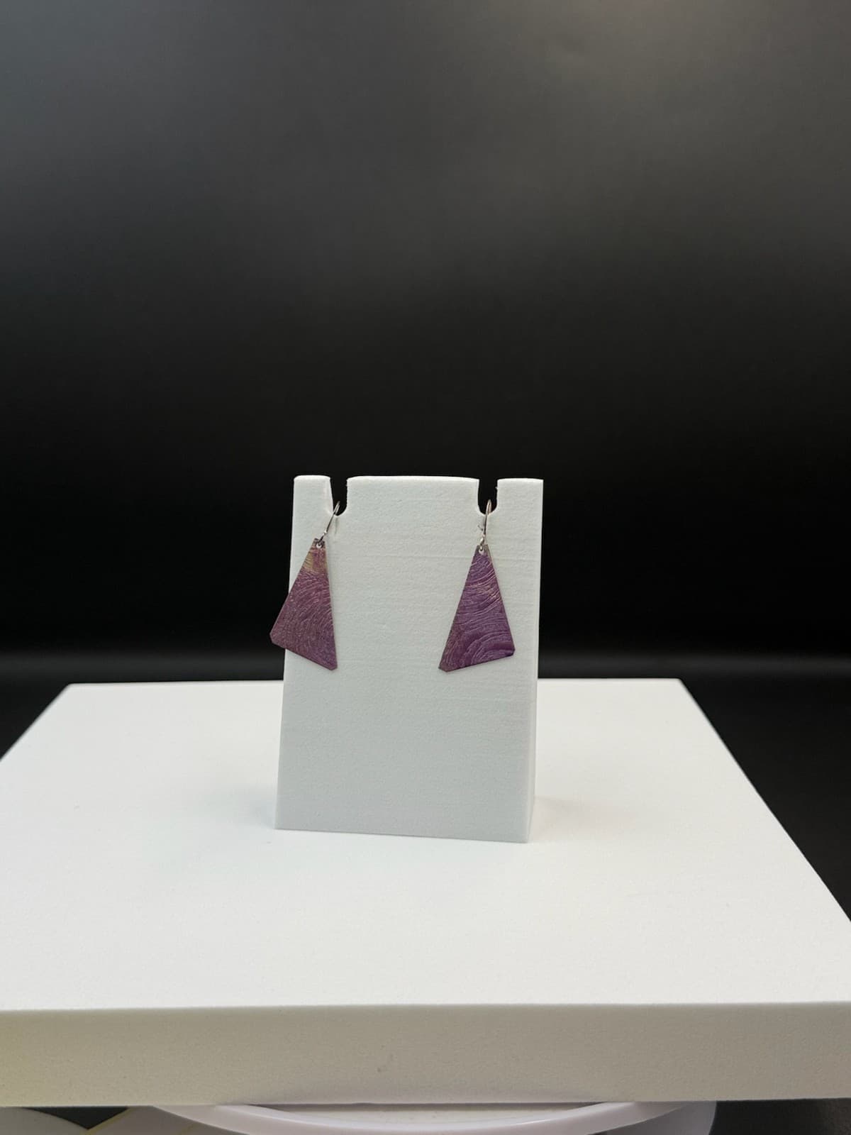 Vintage Handmade Womens Purple Triangle Dangle Fashion Wedding Earrings - Thumbnail 2