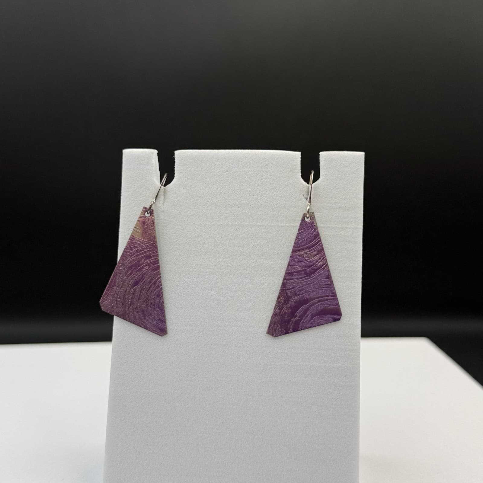 Vintage Handmade Womens Purple Triangle Dangle Fashion Wedding Earrings - Thumbnail 9
