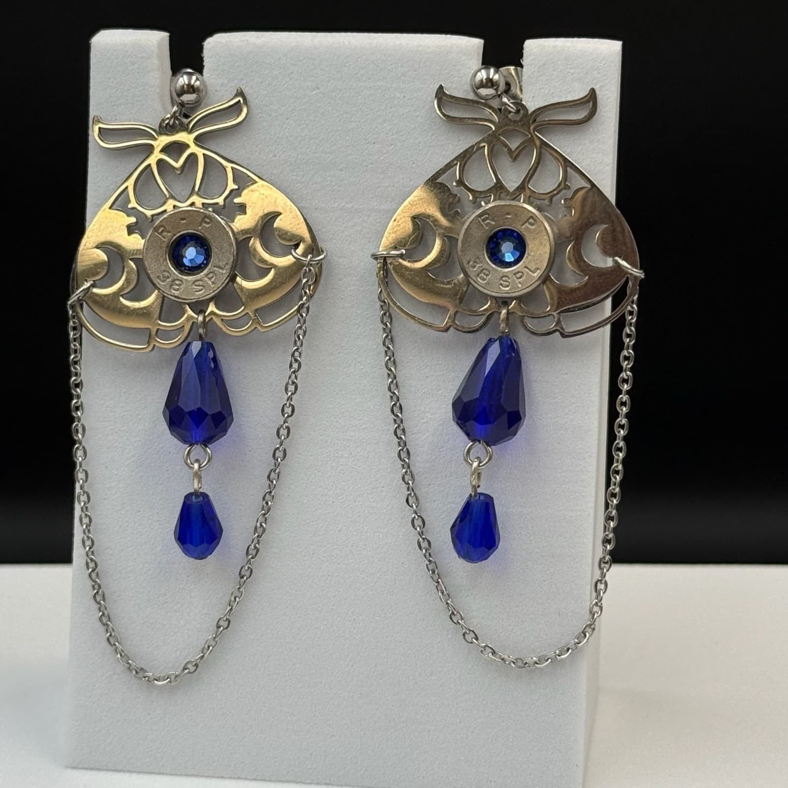 Vintage Womens silver Tone Chain Blue Beaded Fashion Dangle/Drop Earrings - Thumbnail 11