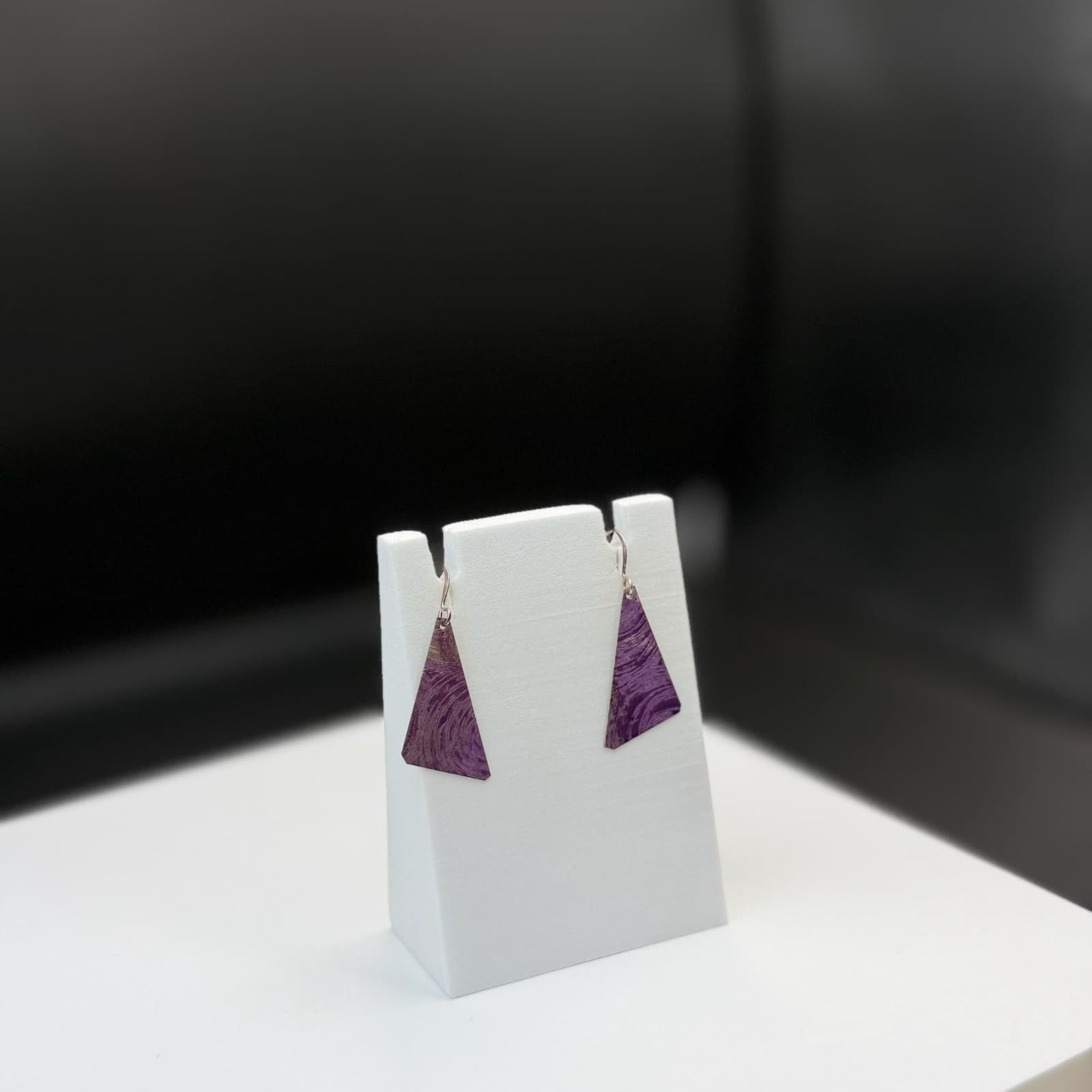 Vintage Handmade Womens Purple Triangle Dangle Fashion Wedding Earrings - Thumbnail 5