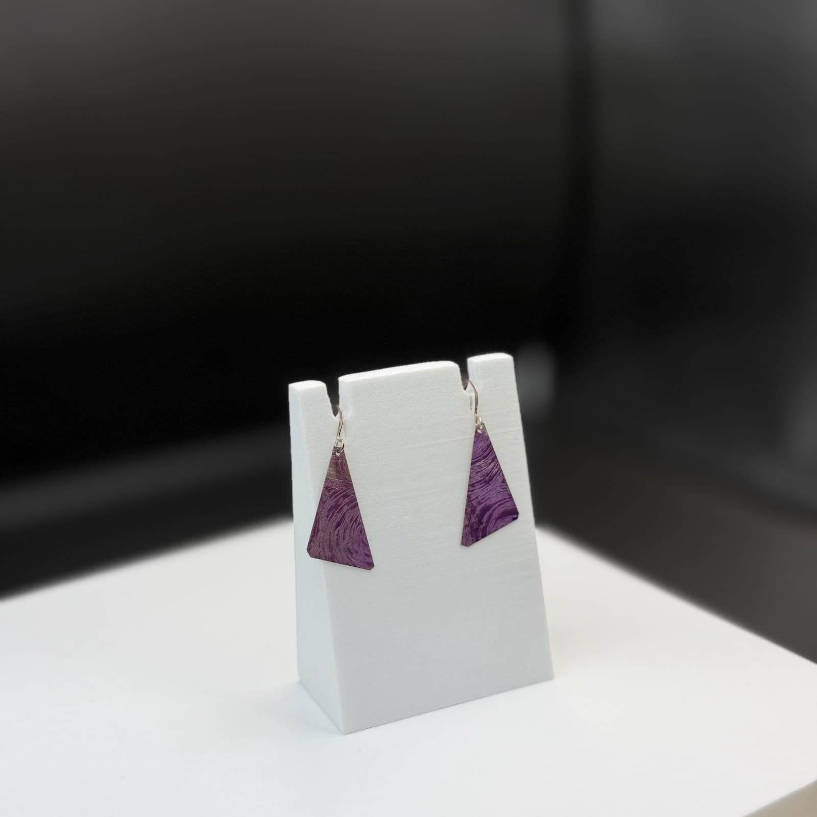 Vintage Handmade Womens Purple Triangle Dangle Fashion Wedding Earrings - Thumbnail 6