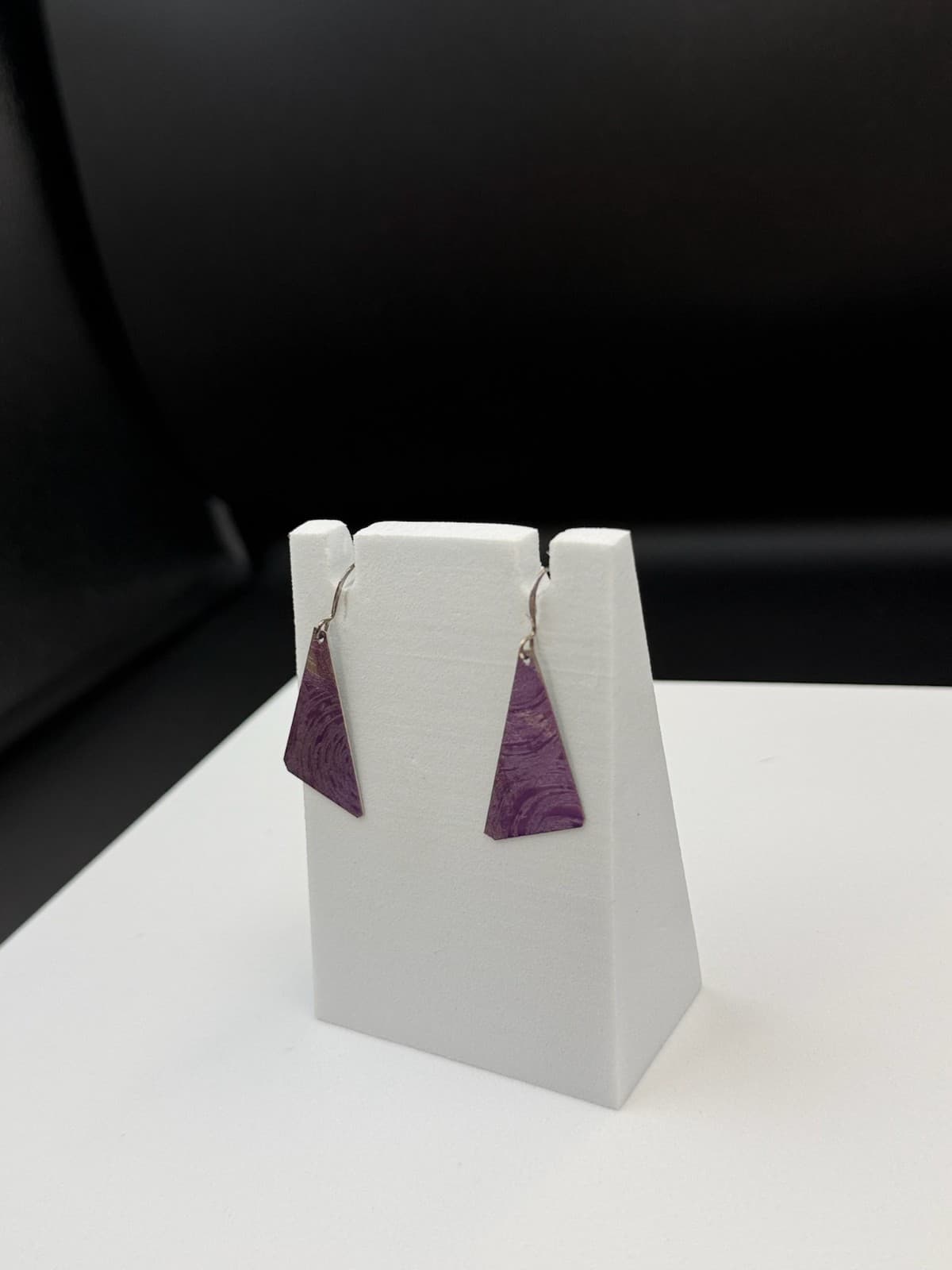 Vintage Handmade Womens Purple Triangle Dangle Fashion Wedding Earrings - Thumbnail 8