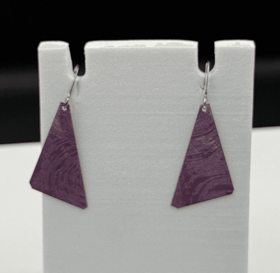 Vintage Handmade Womens Purple Triangle Dangle Fashion Wedding Earrings - Image 1