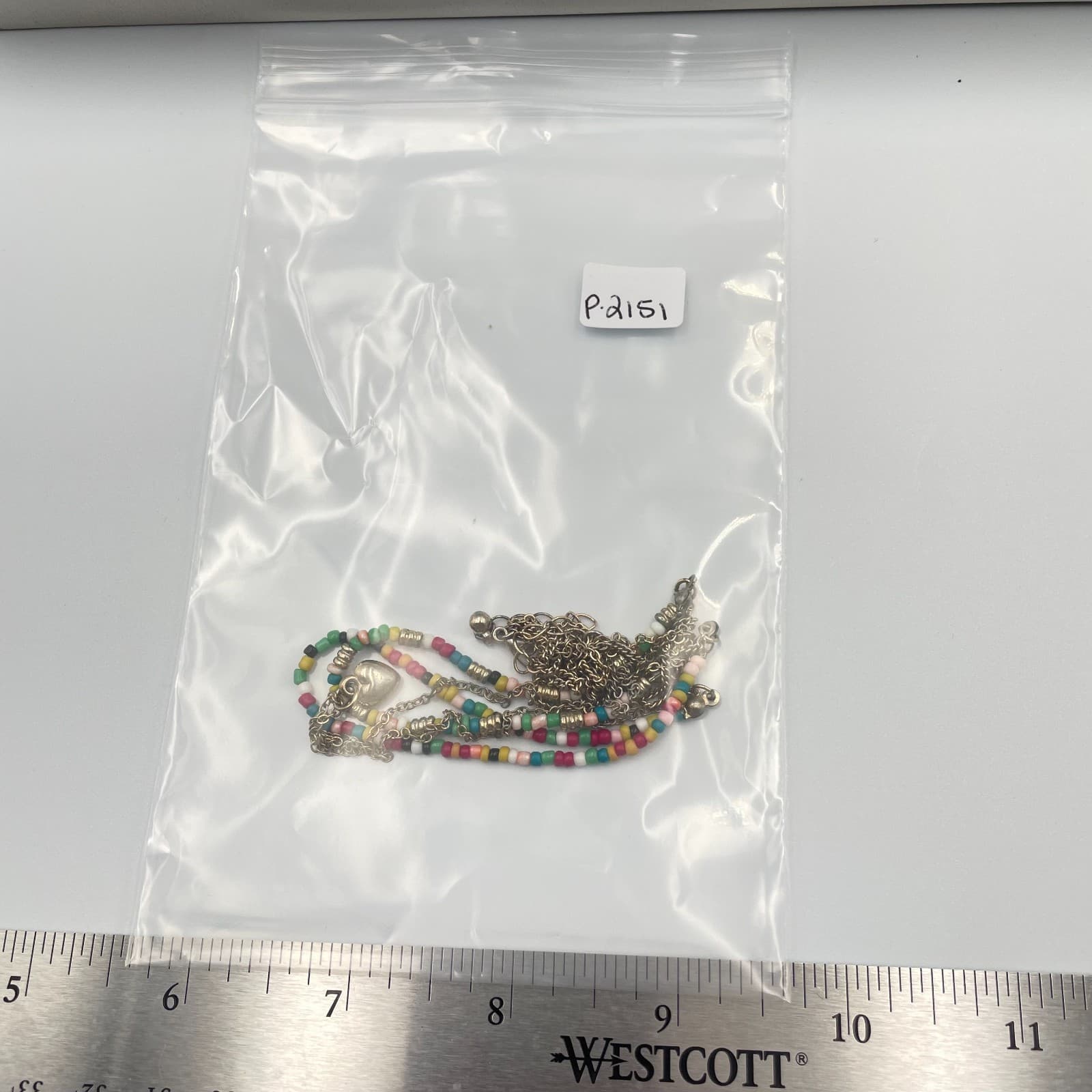 Vintage Boho Multi-Strand Layered Necklace Gold Tone Seed Bead Heart Pendant - Thumbnail 10