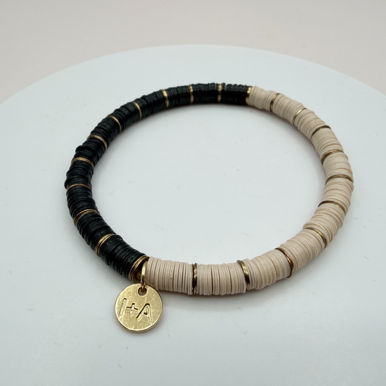 Vintage Y2K Gold Tone Heishi Disc Beaded Charm Bracelet Women's Classic Jewelry - Thumbnail 4