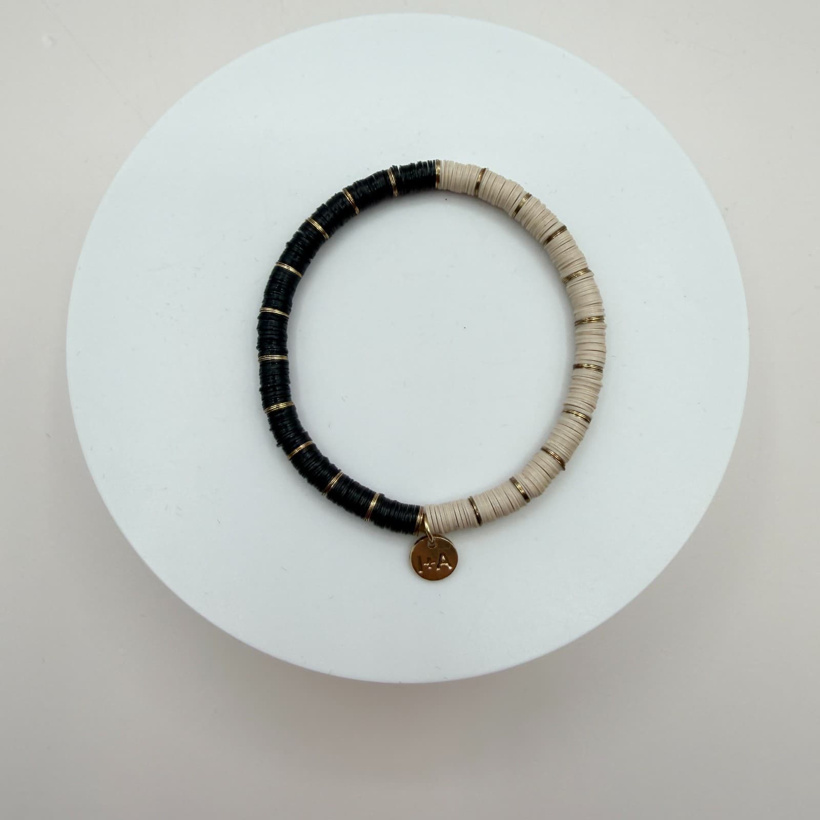 Vintage Y2K Gold Tone Heishi Disc Beaded Charm Bracelet Women's Classic Jewelry - Thumbnail 3