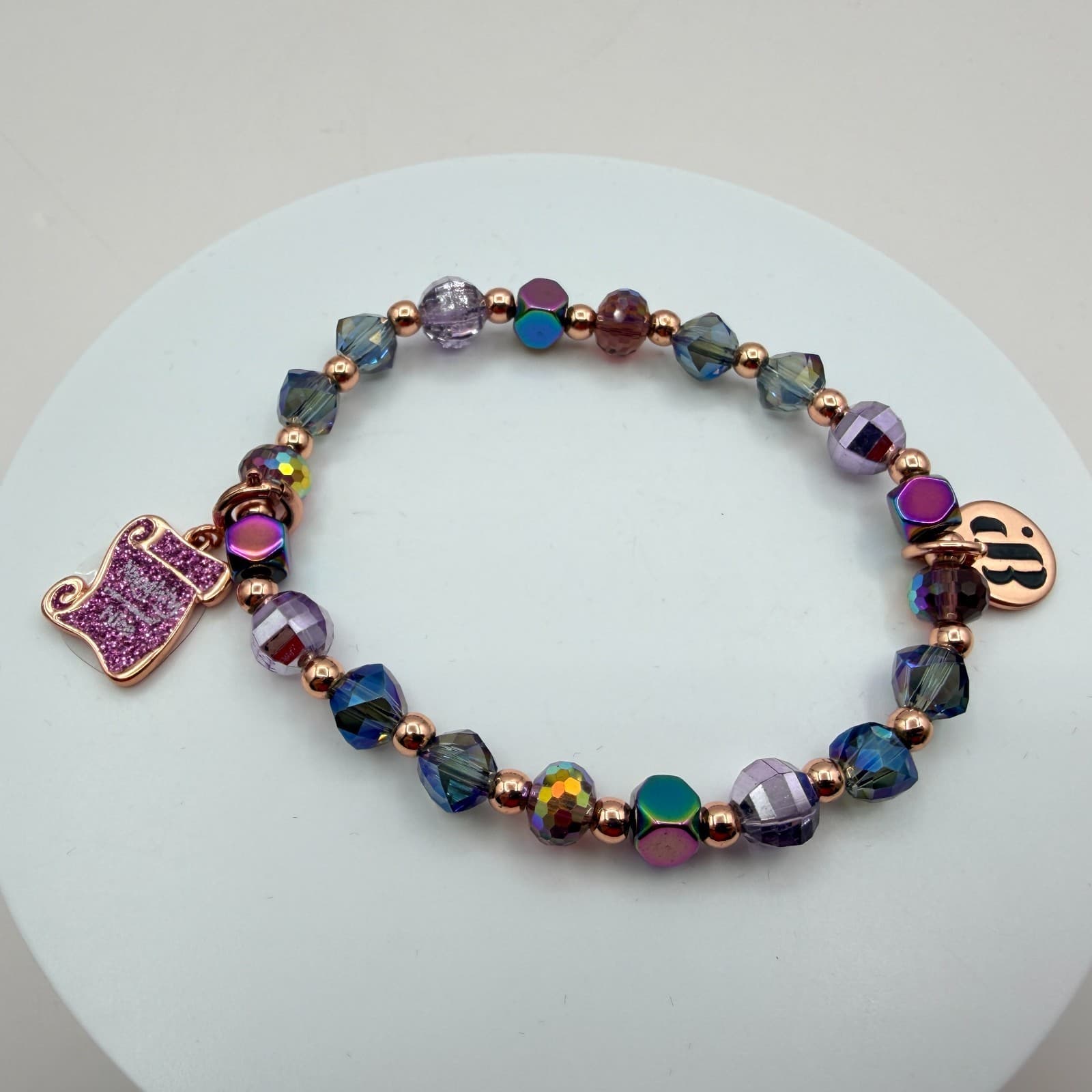 Vintage Y2K Naughty or Nice Beaded Charm Bracelet Women's Classic Jewelry - Image 1