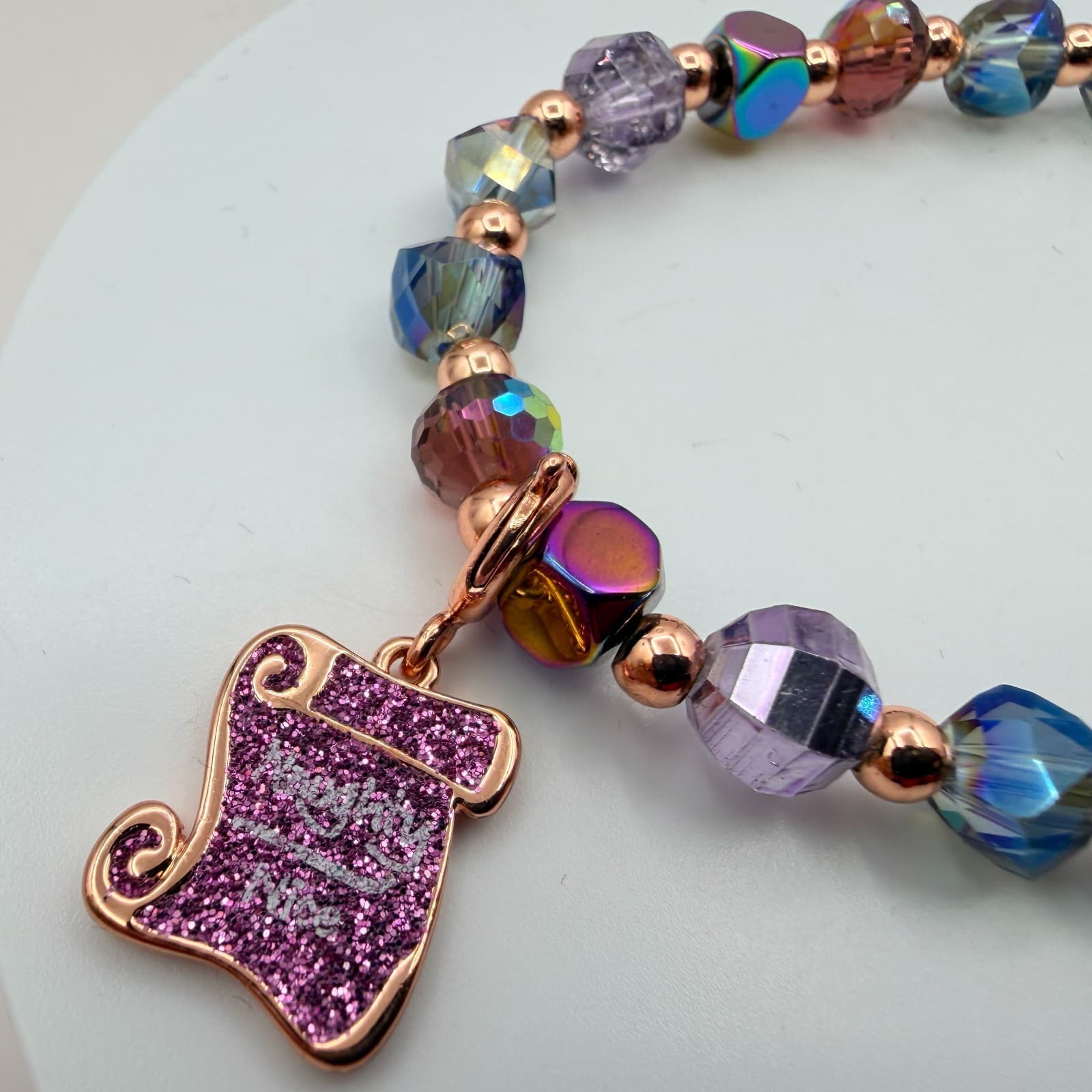 Vintage Y2K Naughty or Nice Beaded Charm Bracelet Women's Classic Jewelry - Thumbnail 3