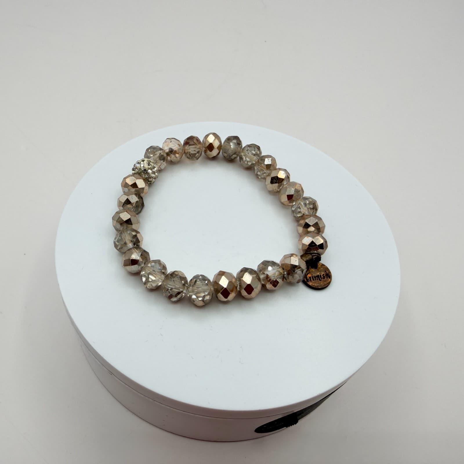 Vintage Y2K Erimish Silver Tone Stretch Beaded Bracelet Women's Classic Jewelry - Thumbnail 6