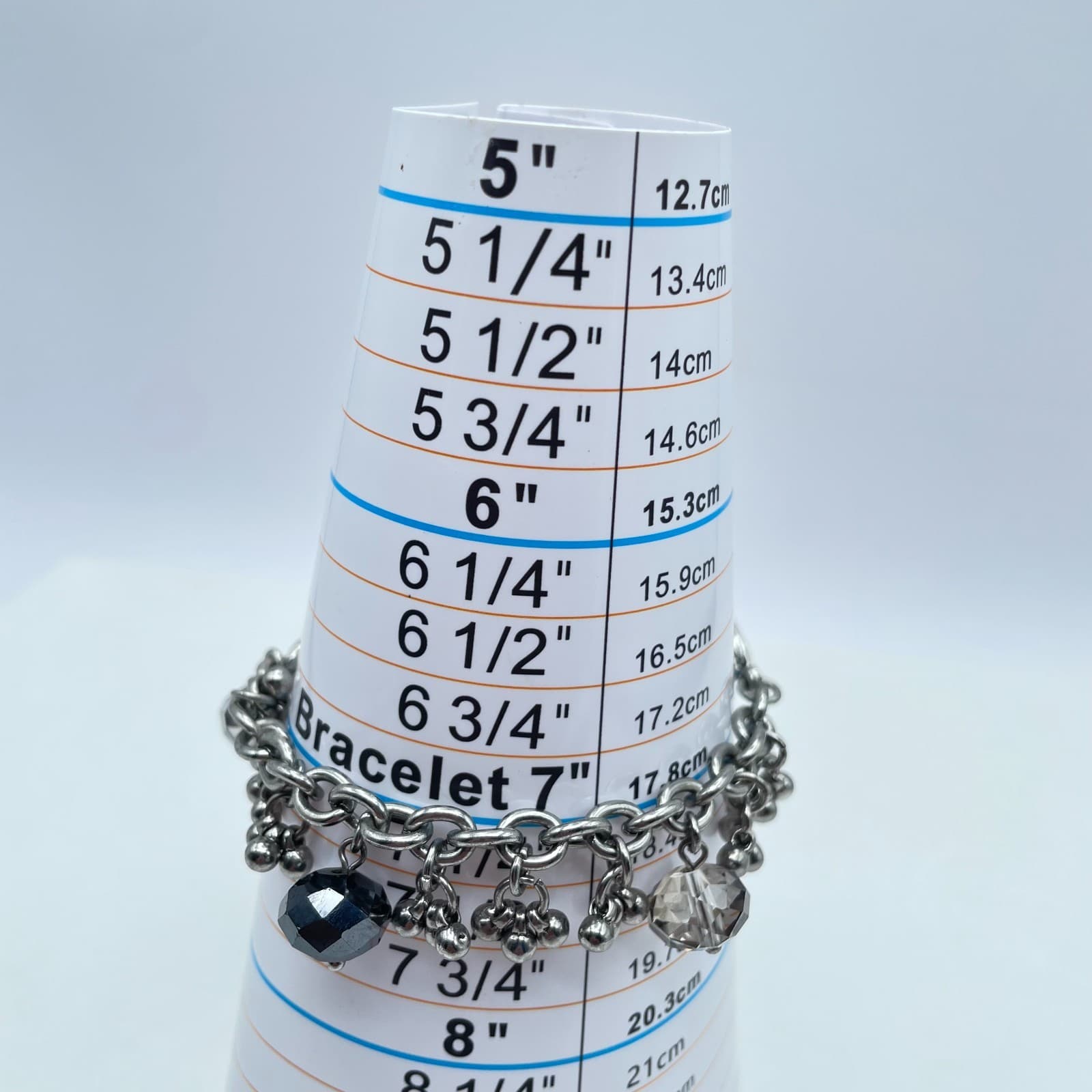 Vintage Y2K Coldwater Creek Silver Tone Gray Black Dangle Charm Bracelet Jewelry - Thumbnail 7