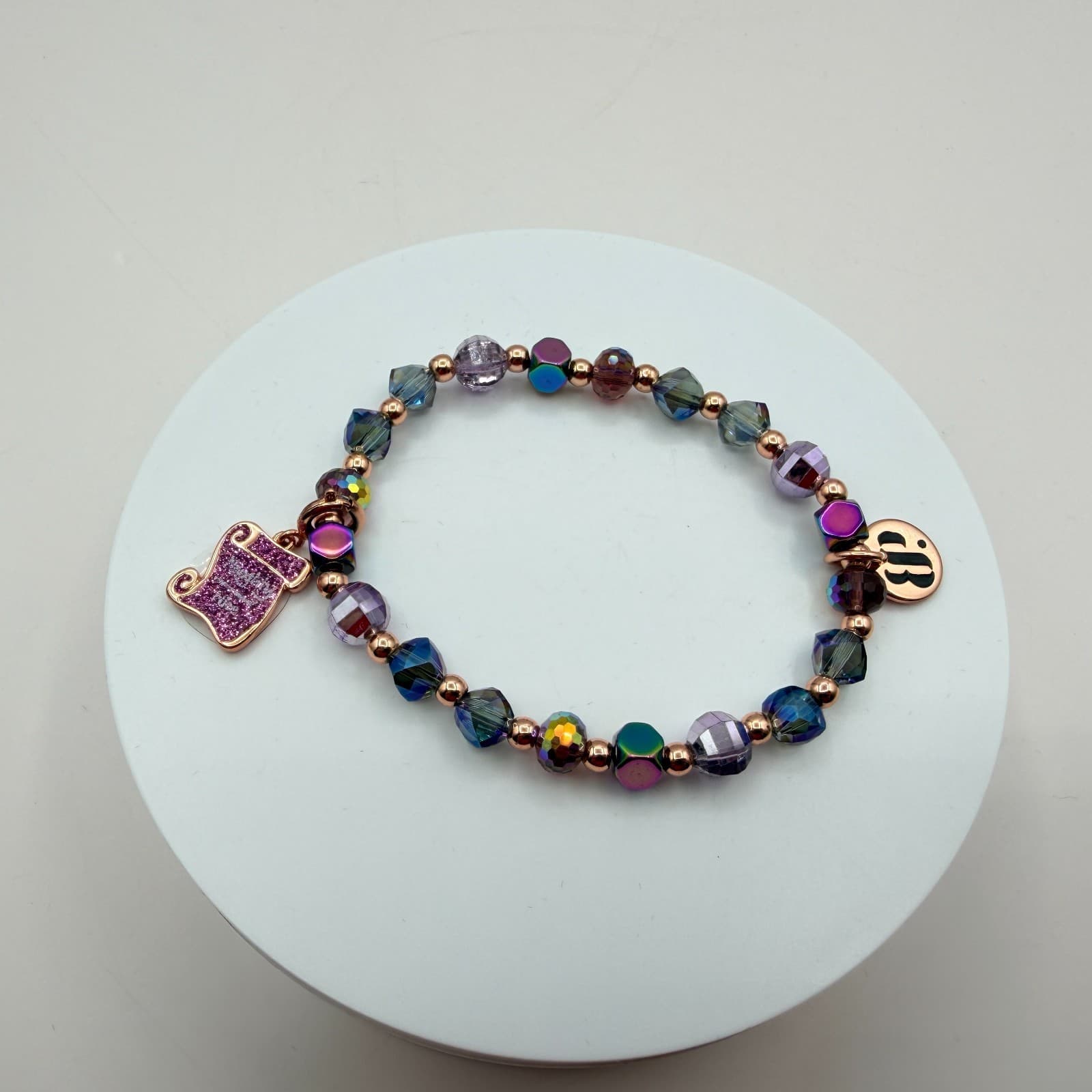 Vintage Y2K Naughty or Nice Beaded Charm Bracelet Women's Classic Jewelry - Thumbnail 2