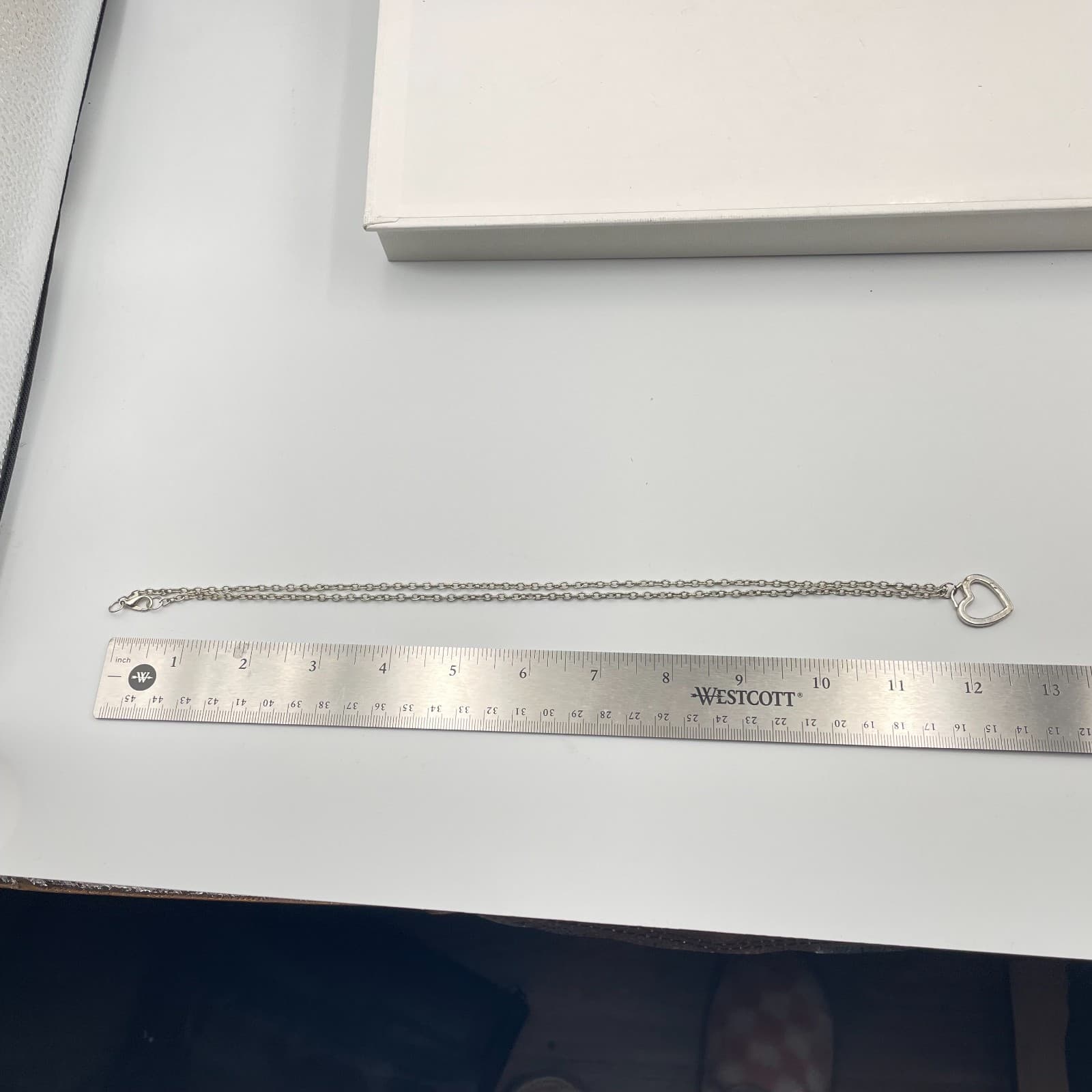 Vintage Silver Heart Pendant Necklace Open Heart Charm 18" Chain Jewelry Gift - Thumbnail 7