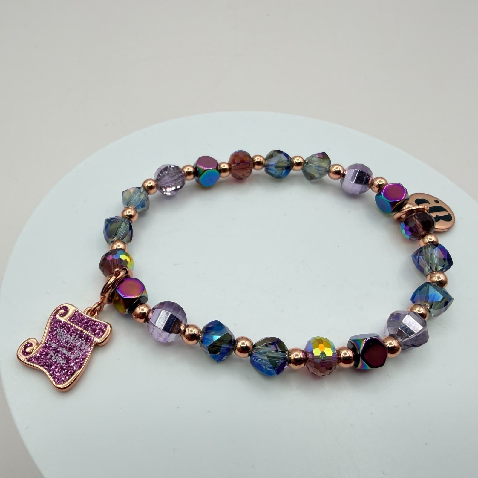 Vintage Y2K Naughty or Nice Beaded Charm Bracelet Women's Classic Jewelry - Thumbnail 4