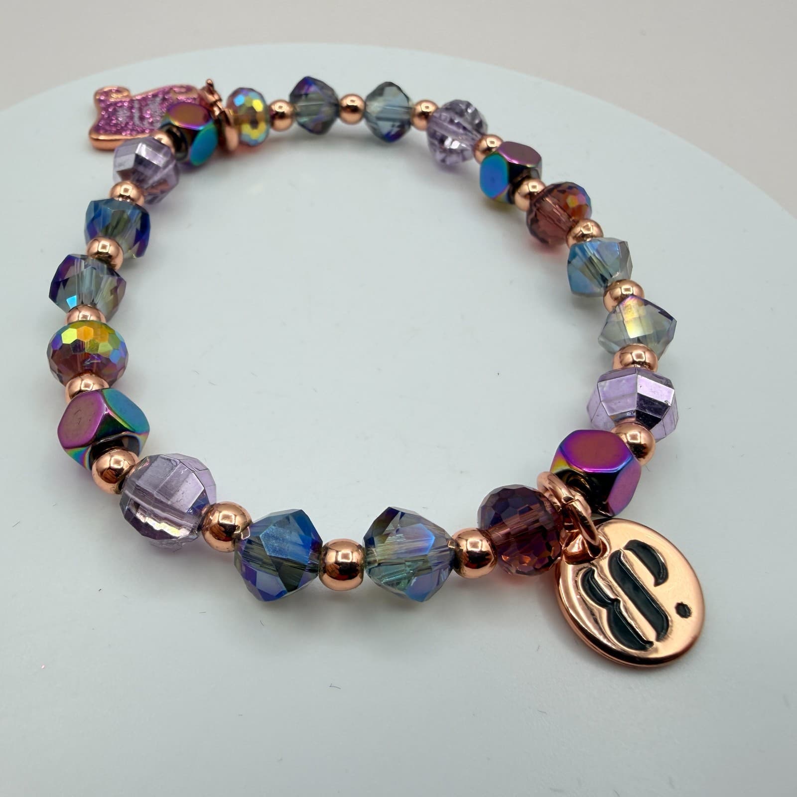 Vintage Y2K Naughty or Nice Beaded Charm Bracelet Women's Classic Jewelry - Thumbnail 5