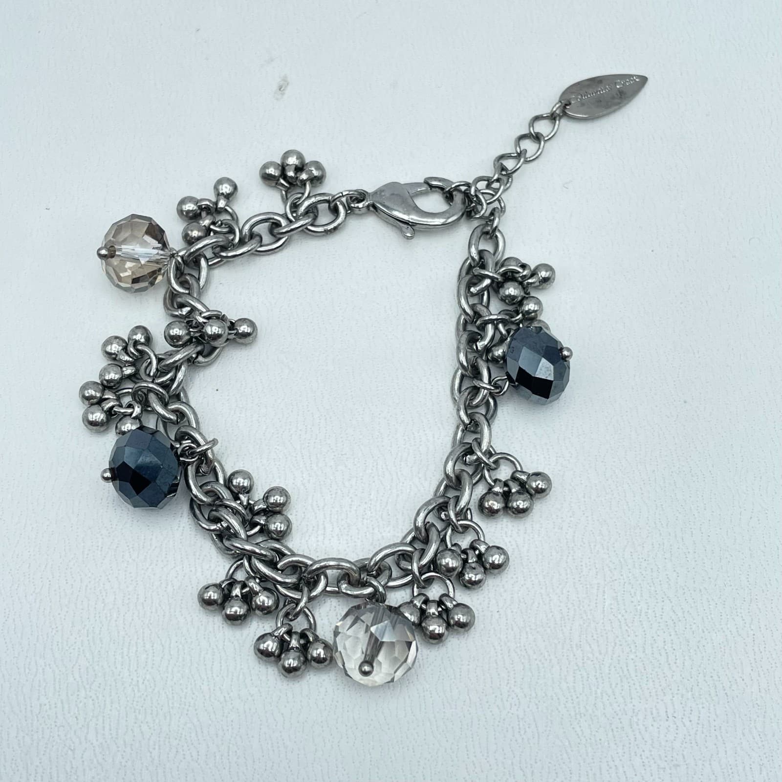 Vintage Y2K Coldwater Creek Silver Tone Gray Black Dangle Charm Bracelet Jewelry - Image 1