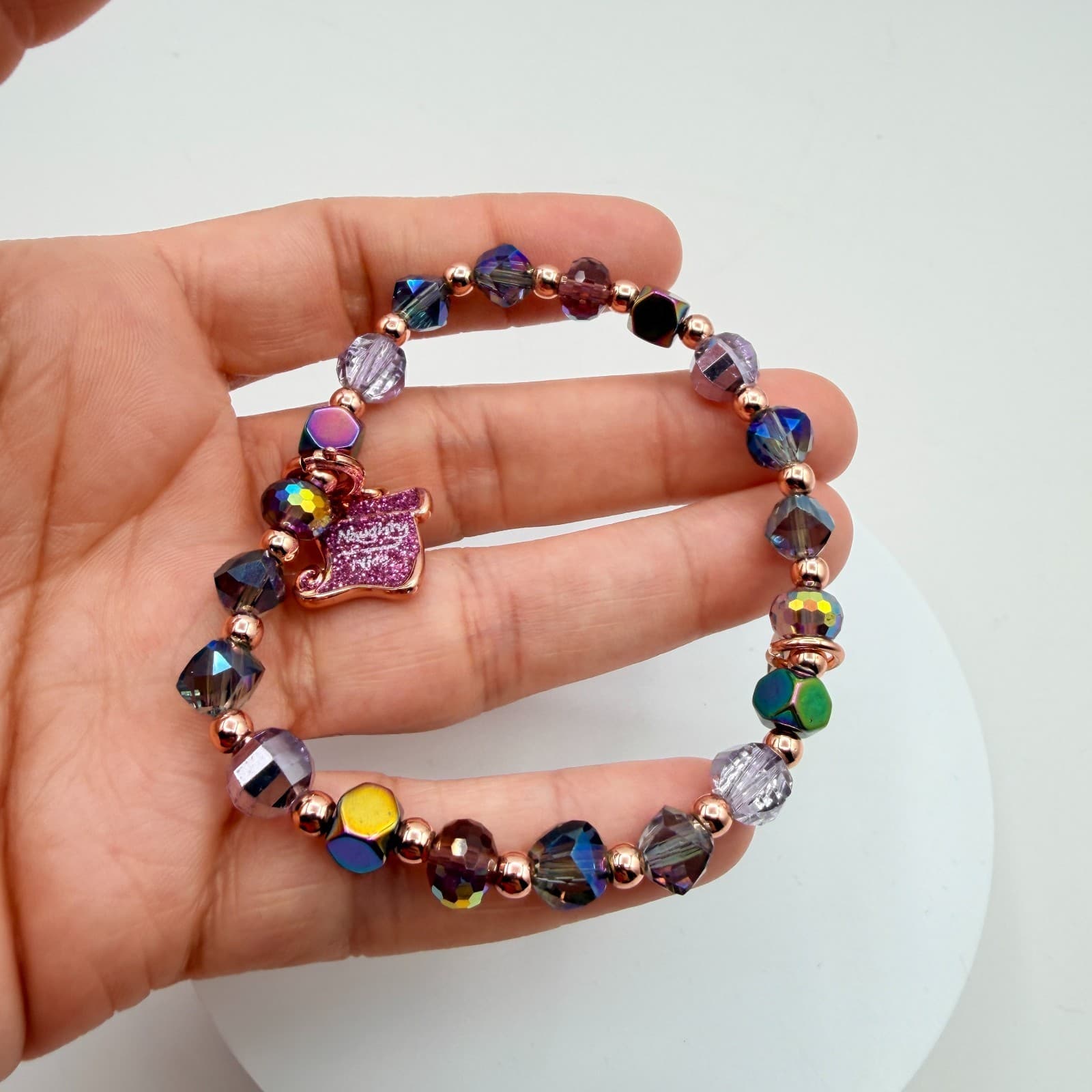 Vintage Y2K Naughty or Nice Beaded Charm Bracelet Women's Classic Jewelry - Thumbnail 9