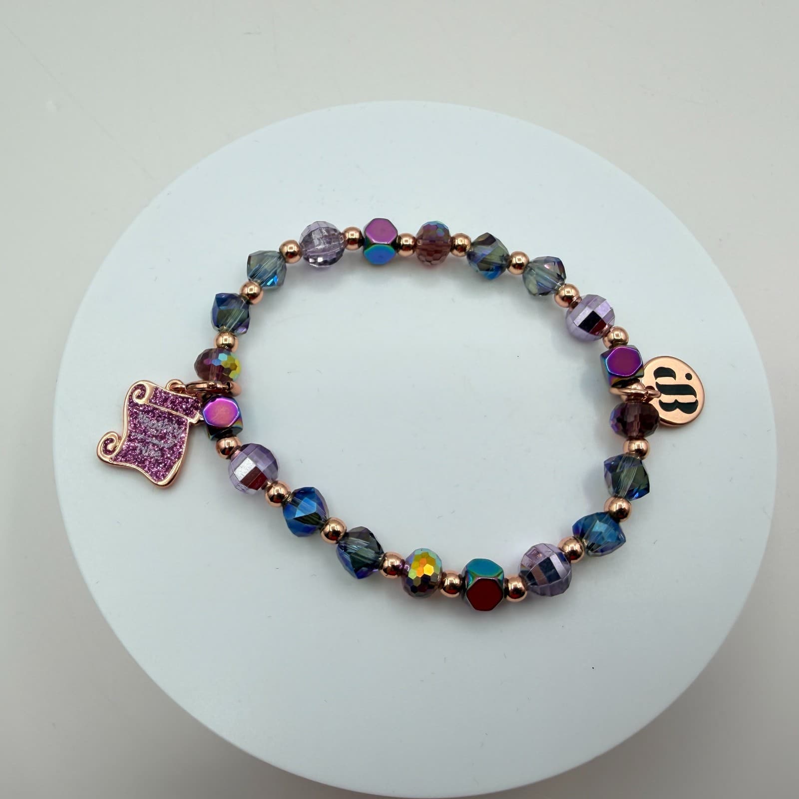 Vintage Y2K Naughty or Nice Beaded Charm Bracelet Women's Classic Jewelry - Thumbnail 6