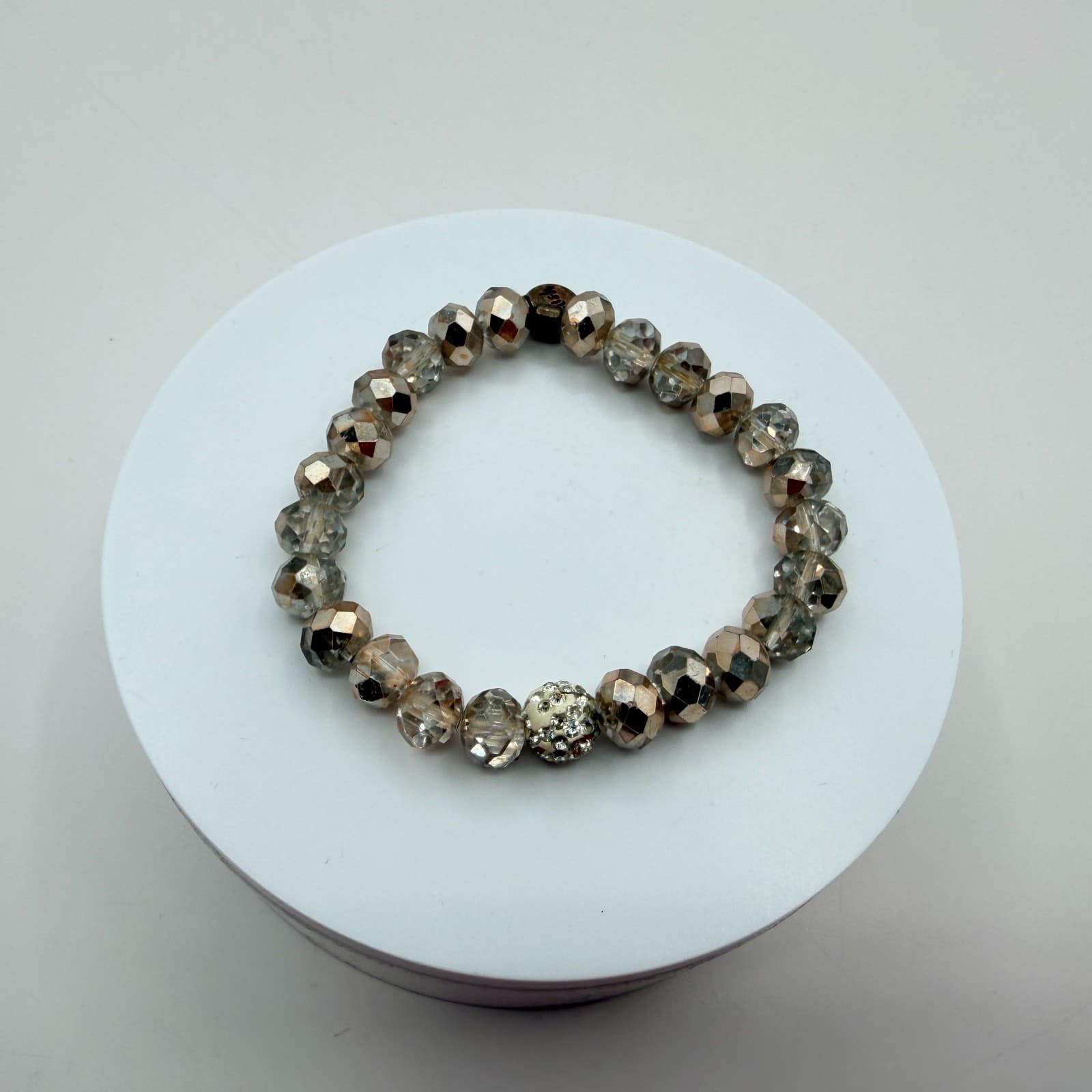 Vintage Y2K Erimish Silver Tone Stretch Beaded Bracelet Women's Classic Jewelry - Thumbnail 2