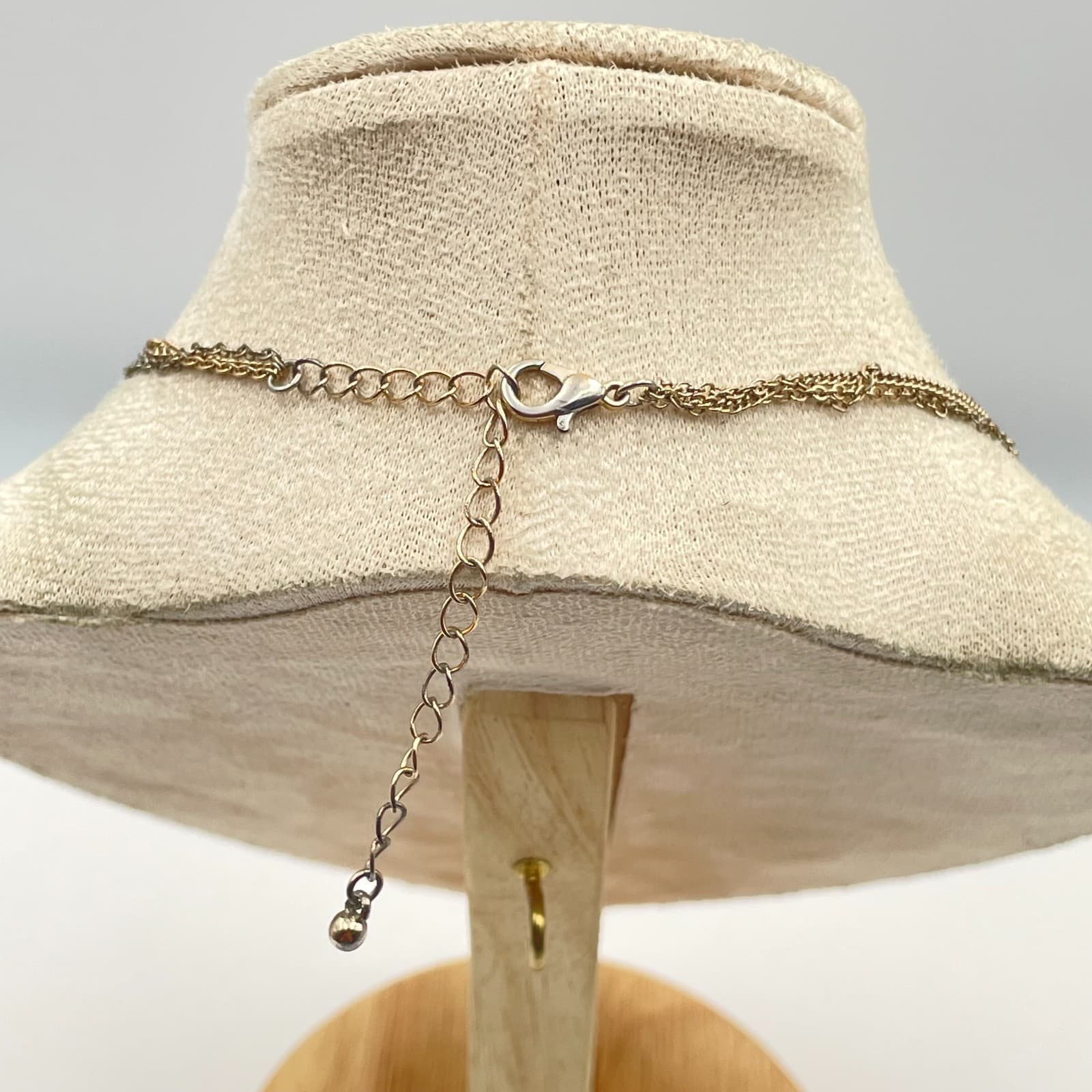 Vintage Boho Multi-Strand Layered Necklace Gold Tone Seed Bead Heart Pendant - Thumbnail 8